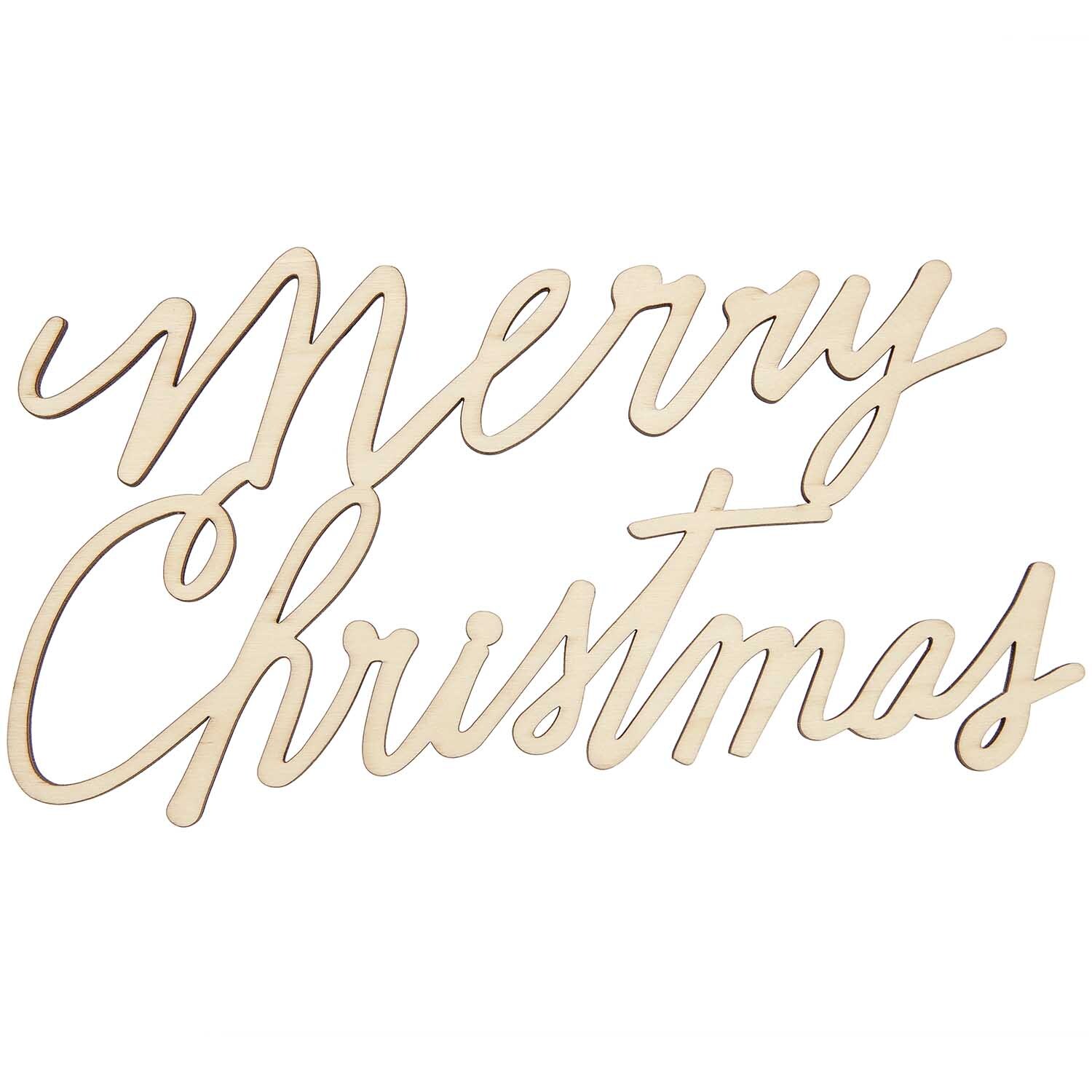 Holzschriftzug magnetisch "Merry Christmas" von Rico Design in natürlichem Holzton, 28,5x18,5cm. Ideal für festliche Dekorationen.