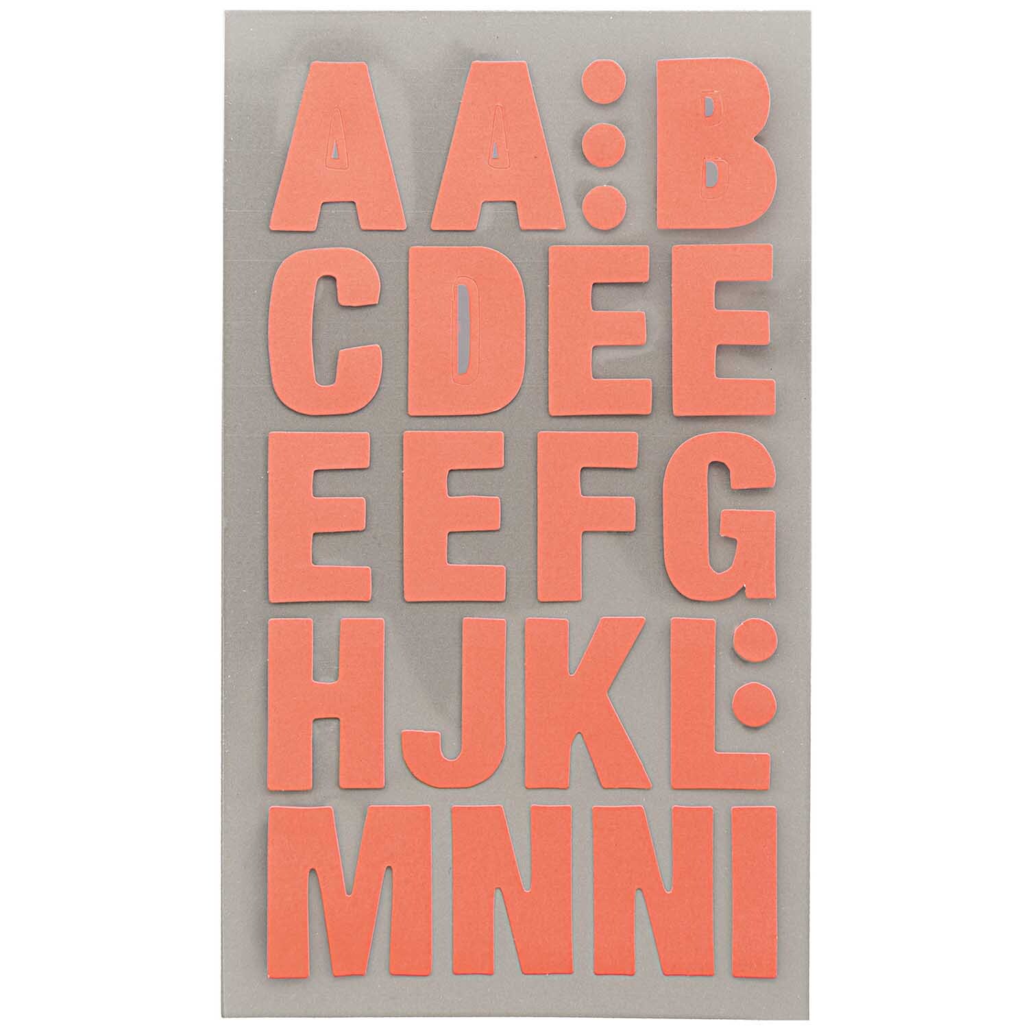 Paper Poetry Office Sticker Buchstaben in leuchtendem Neonrot von Rico Design auf grauem Hintergrund.