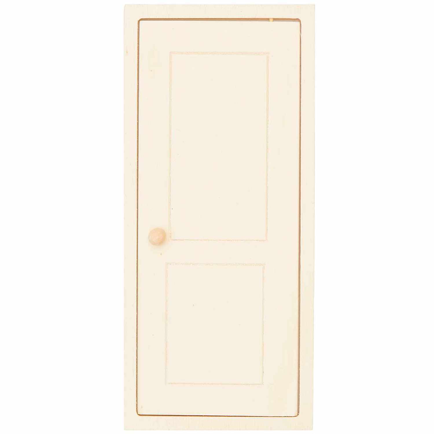 Miniatur Wichteltür natur 7,2x17,6cm von Rico Design. Schlichte, naturfarbene Tür mit kleinem Knauf. Ideal für kreative Dekorationen.