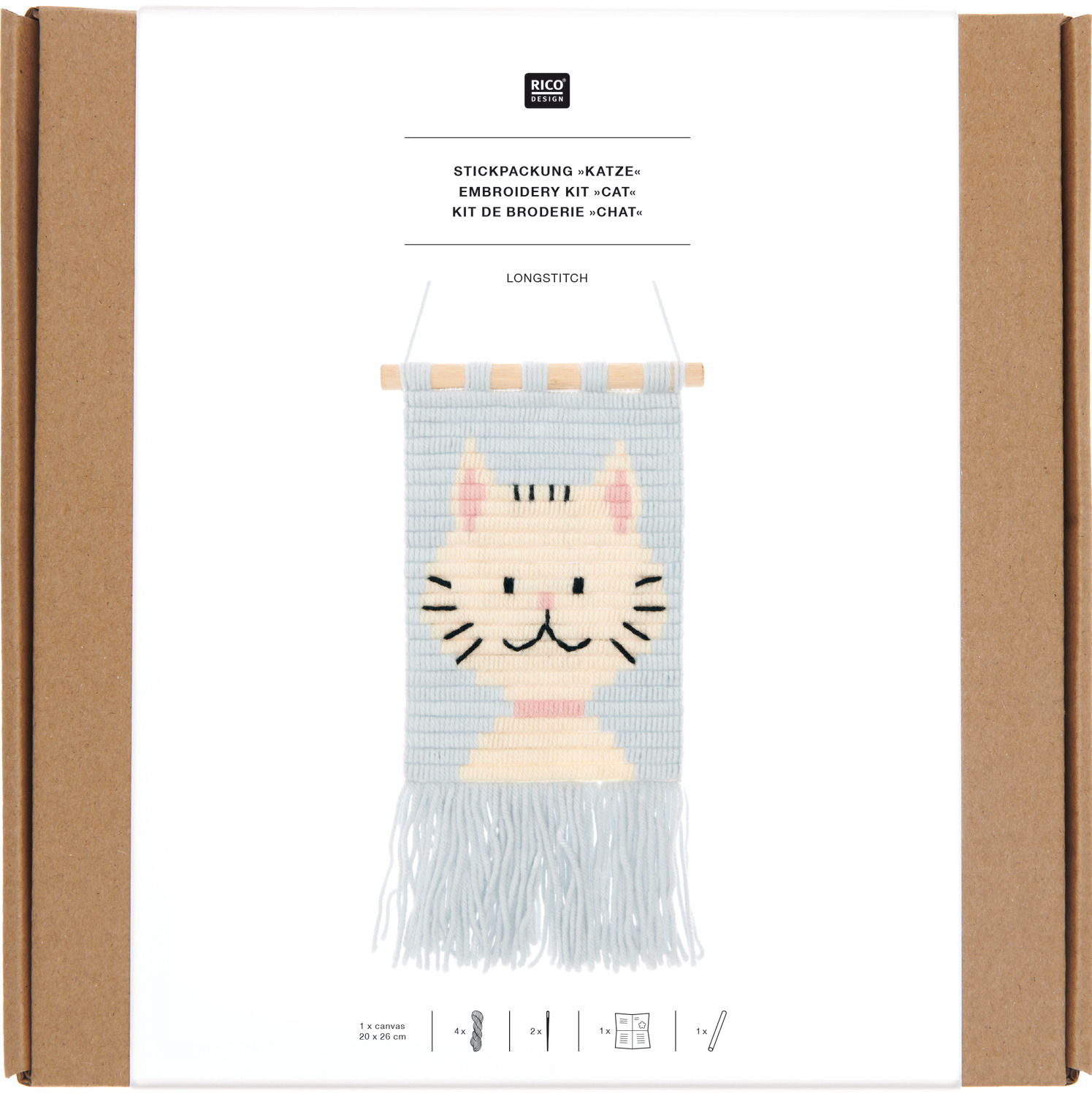 Kit de broderie Longstitch chat 18x30cm from Rico Design