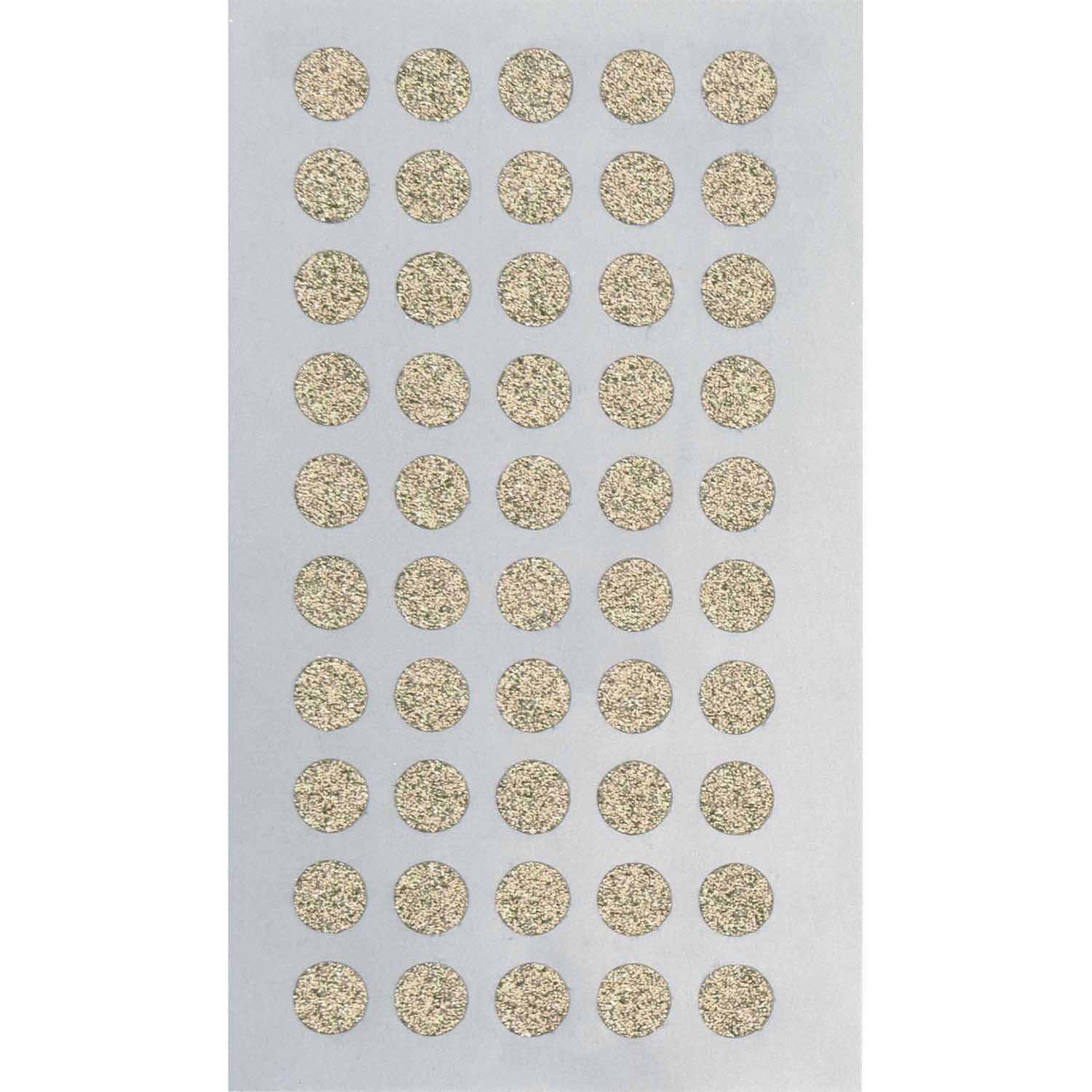 Paper Poetry Sticker Kreise Glitter gold von Rico Design, 4 Blatt mit funkelnden, goldenen Kreisen auf transparentem Hintergrund.