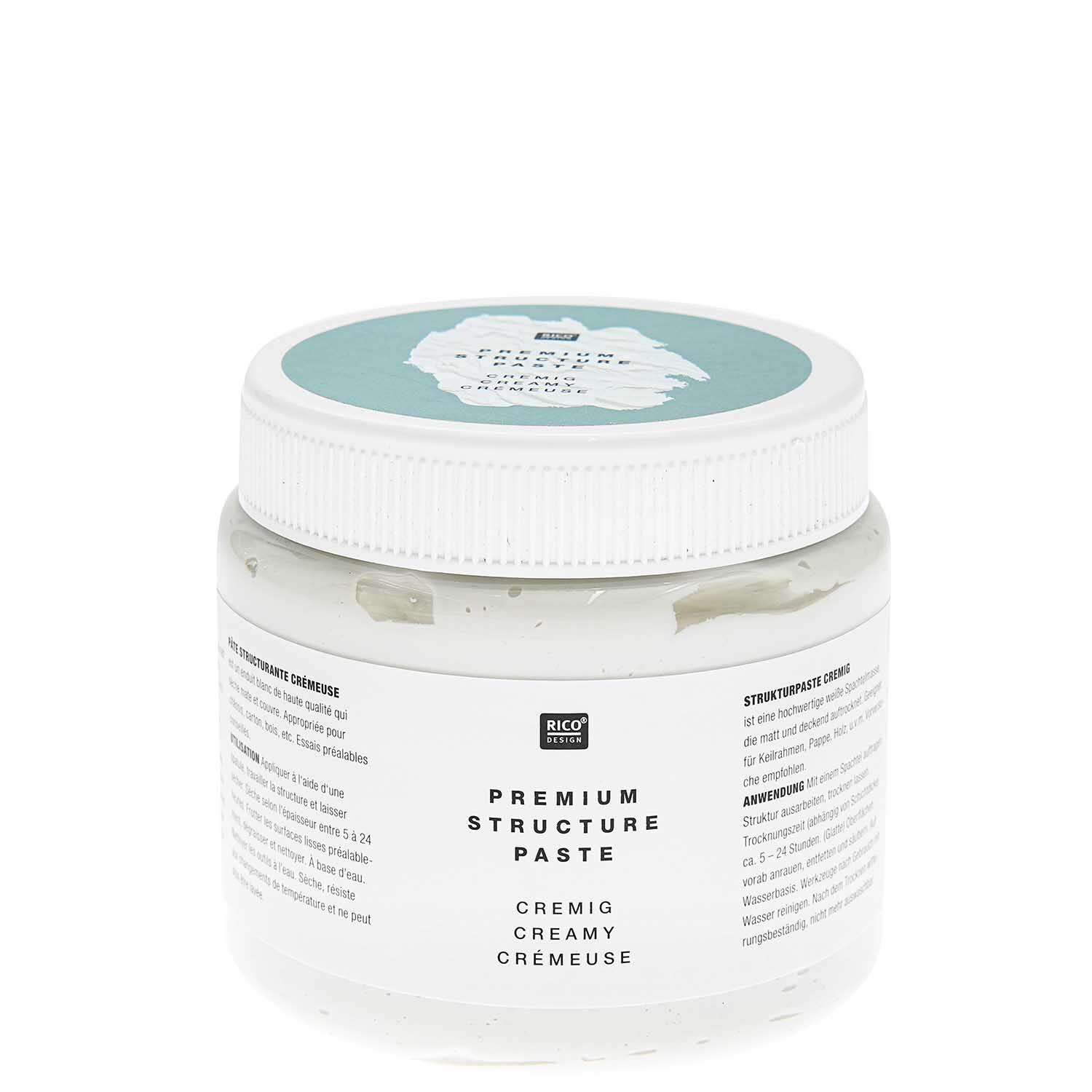 ART Premium Strukturpaste cremig in weißem Behälter von Rico Design, ideal für kreative Projekte.
