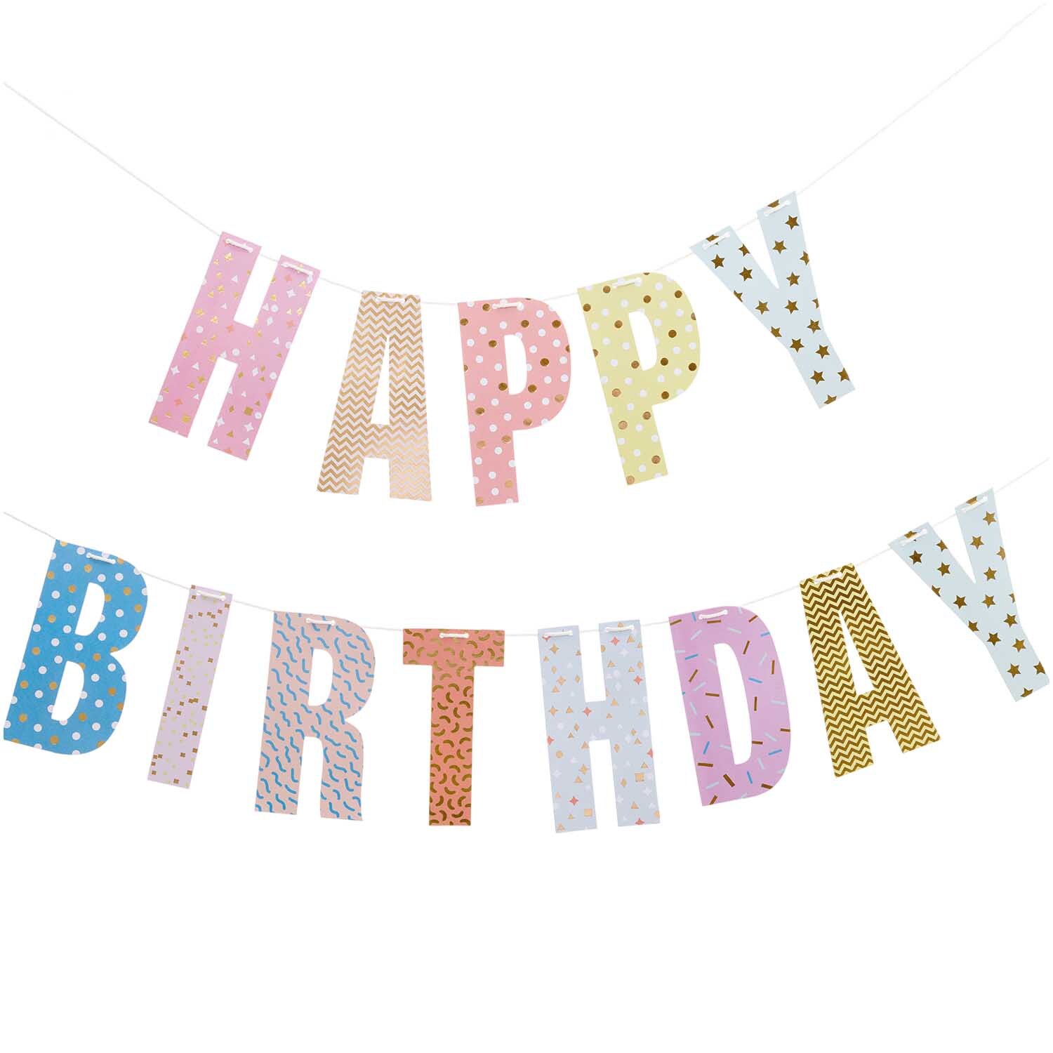 Paper Poetry Girlande Happy Birthday 3m von Rico Design in bunten Farben, ideal für Geburtstagsfeiern.