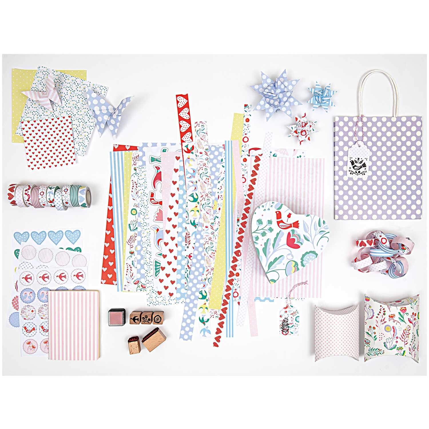 Paper Poetry Stempelset Romantic Flowers: Kreatives Bastelset mit bunten Papieren, Stempeln und Accessoires von Rico Design. Ideal für DIY-Projekte.