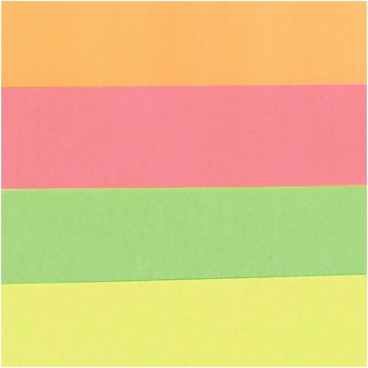 Paper Poetry Seidenpapier zeigt vier neonfarbene Bögen in Orange, Pink, Grün und Gelb von Rico Design. Ideal für kreative Projekte.