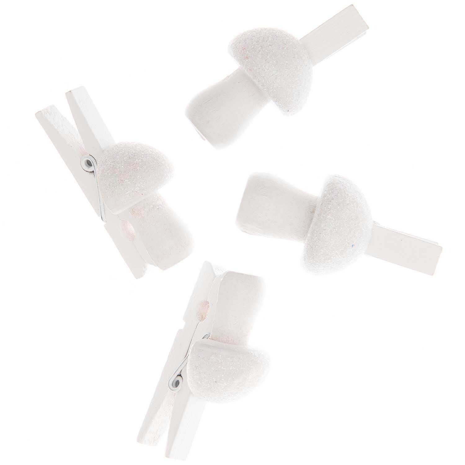 Dekoklammern in Pilzform mit Glitter, 4 Stück, 4,8 cm, von Rico Design, ideal für kreative Dekorationen.