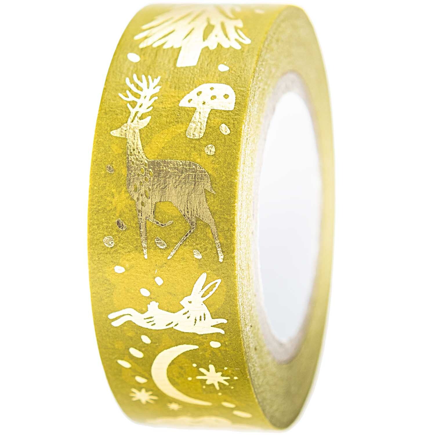 Paper Poetry Tape Nostalgic Christmas mit nostalgischen Weihnachtsmotiven auf gelbem Hintergrund.