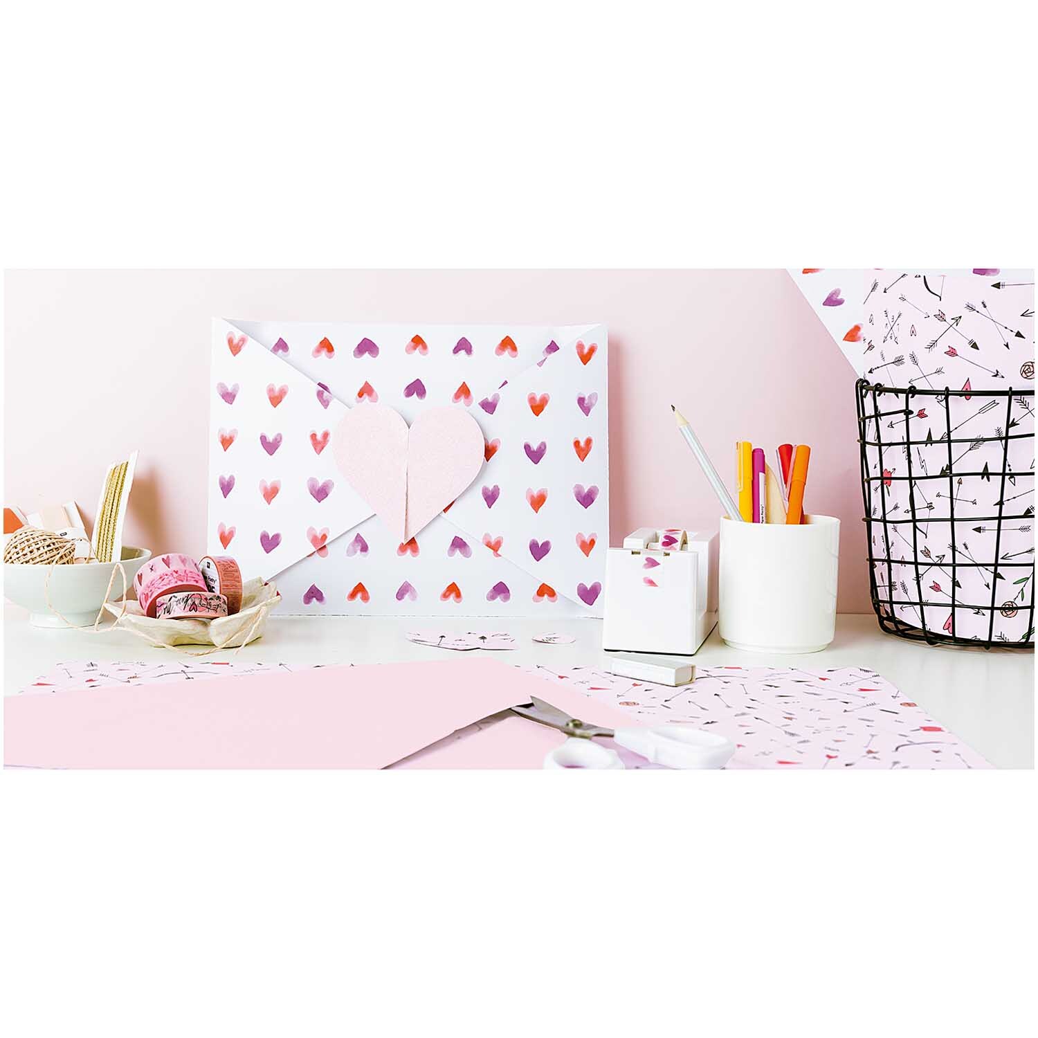 Paper Poetry Motivkarton Herzen aquarell 50x70cm von Rico Design