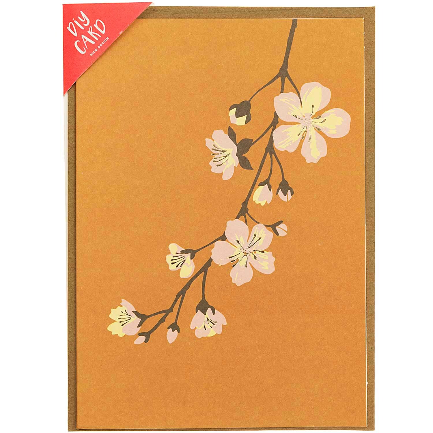 Paper Poetry Grußkartenset Kirschblüte senfgelb von Rico Design