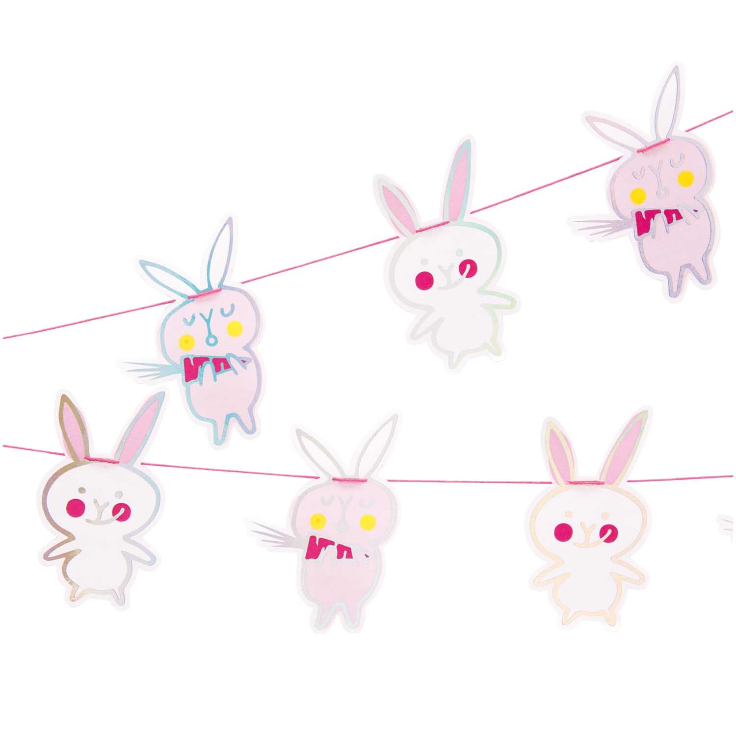 Paper Poetry Girlande Wonderland Bunnies mit weißen Hasenmotiven von Rico Design, ideal für Dekorationen.