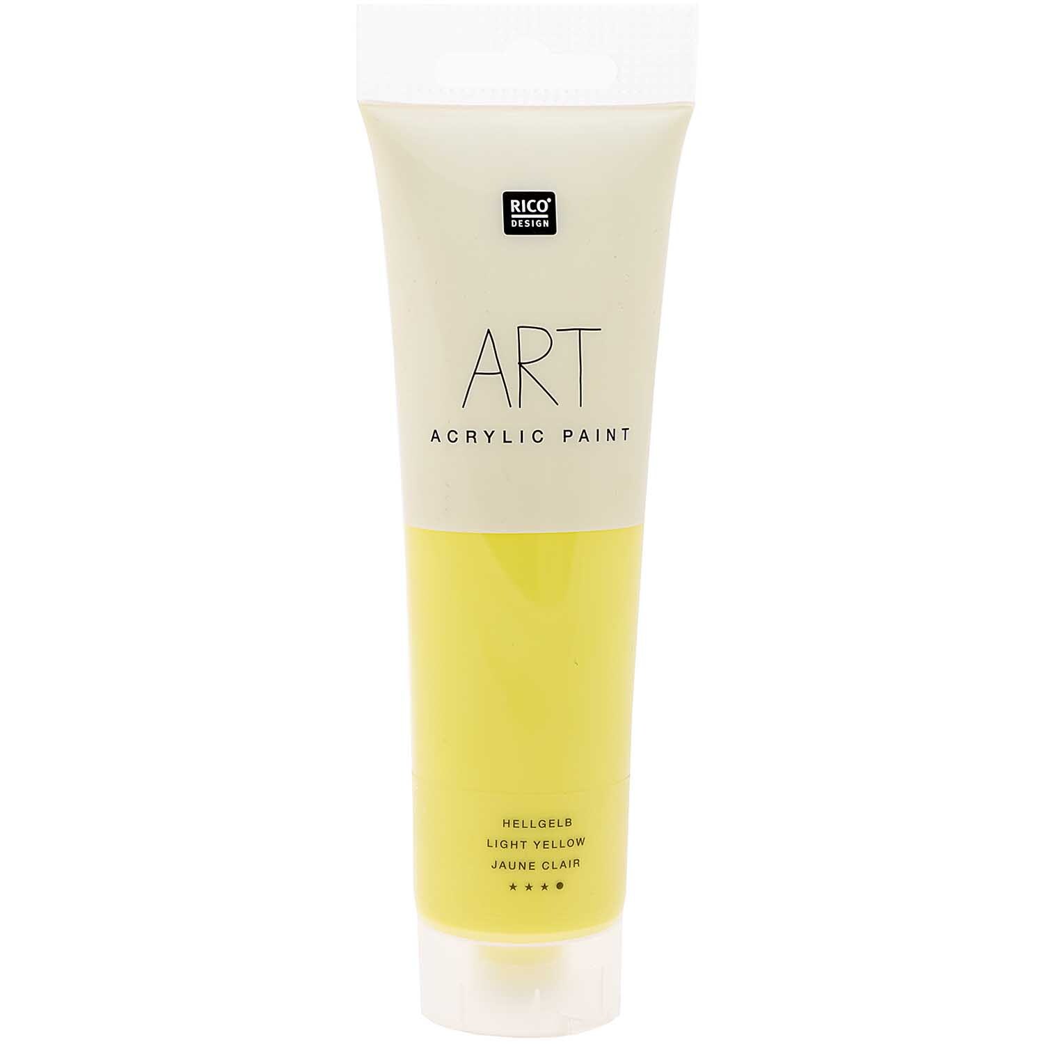 ART Künstler Acrylfarbe 100ml Farbe Hellgelb von Rico Design ART Künstler Acrylfarbe 100ml in Hellgelb von Rico Design, präsentiert in einer Tube mit klarer Beschriftung.
