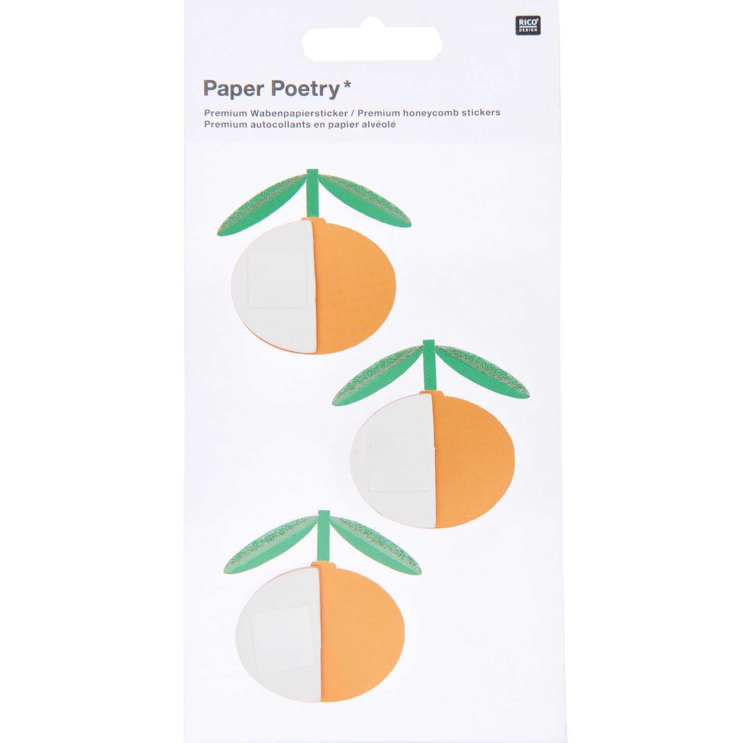 Paper Poetry Wabenpapiersticker Orangen 1 Blatt von Rico Design