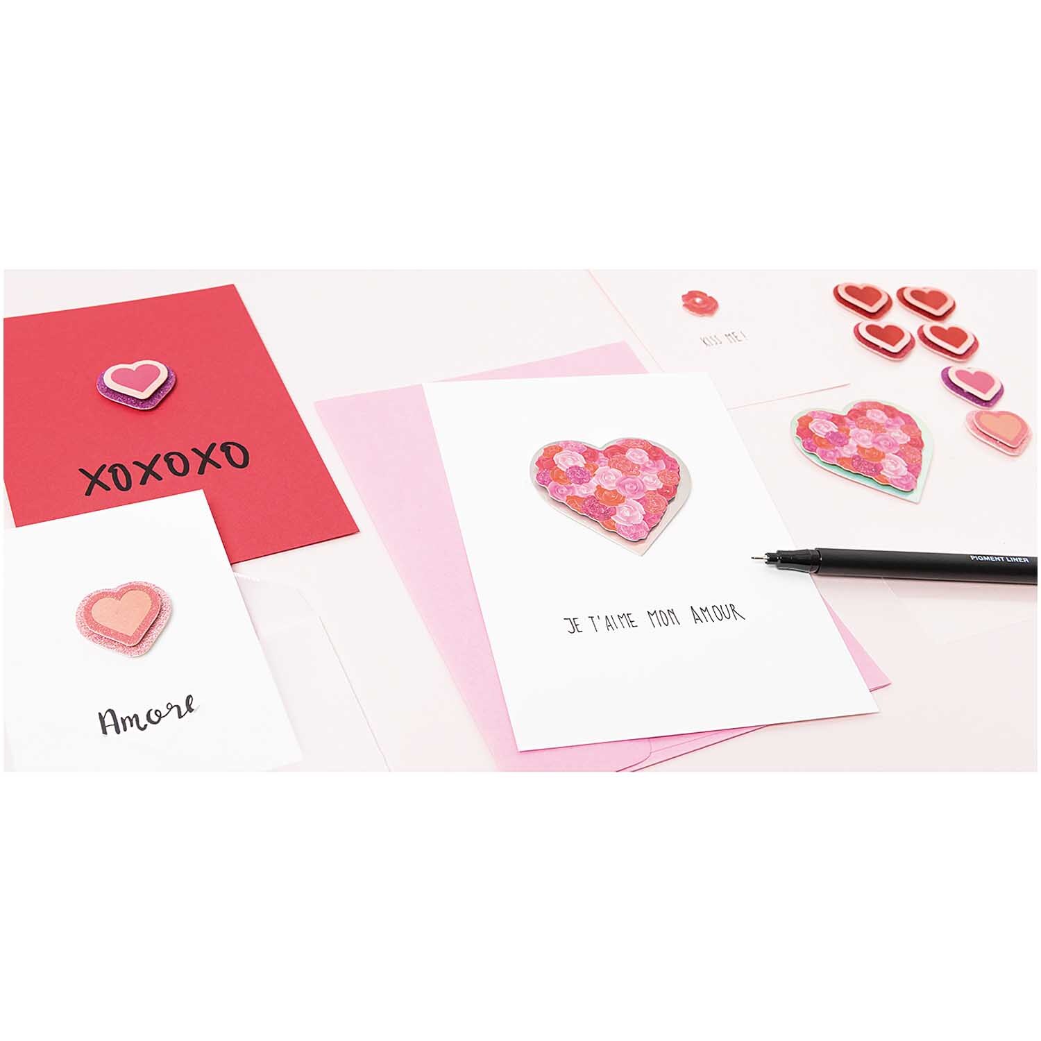 Paper Poetry 3D-Sticker Herzen Glitter 8 Stück von Rico Design