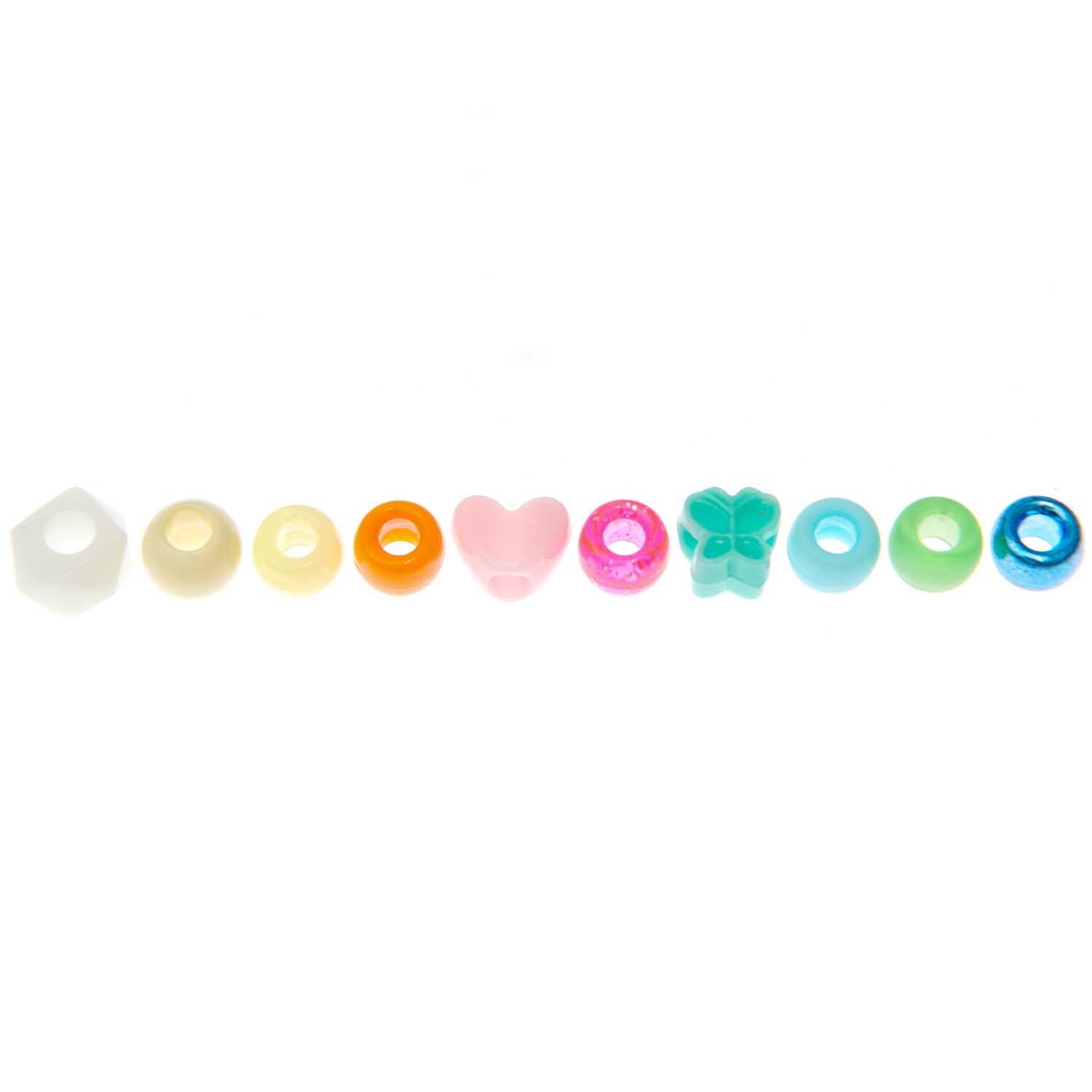Itoshii - Ponii Beads Star Mix 9x6mm, 80 Stück, bunte Perlen in verschiedenen Formen und Farben von Rico Design, ideal für kreative Bastelprojekte.