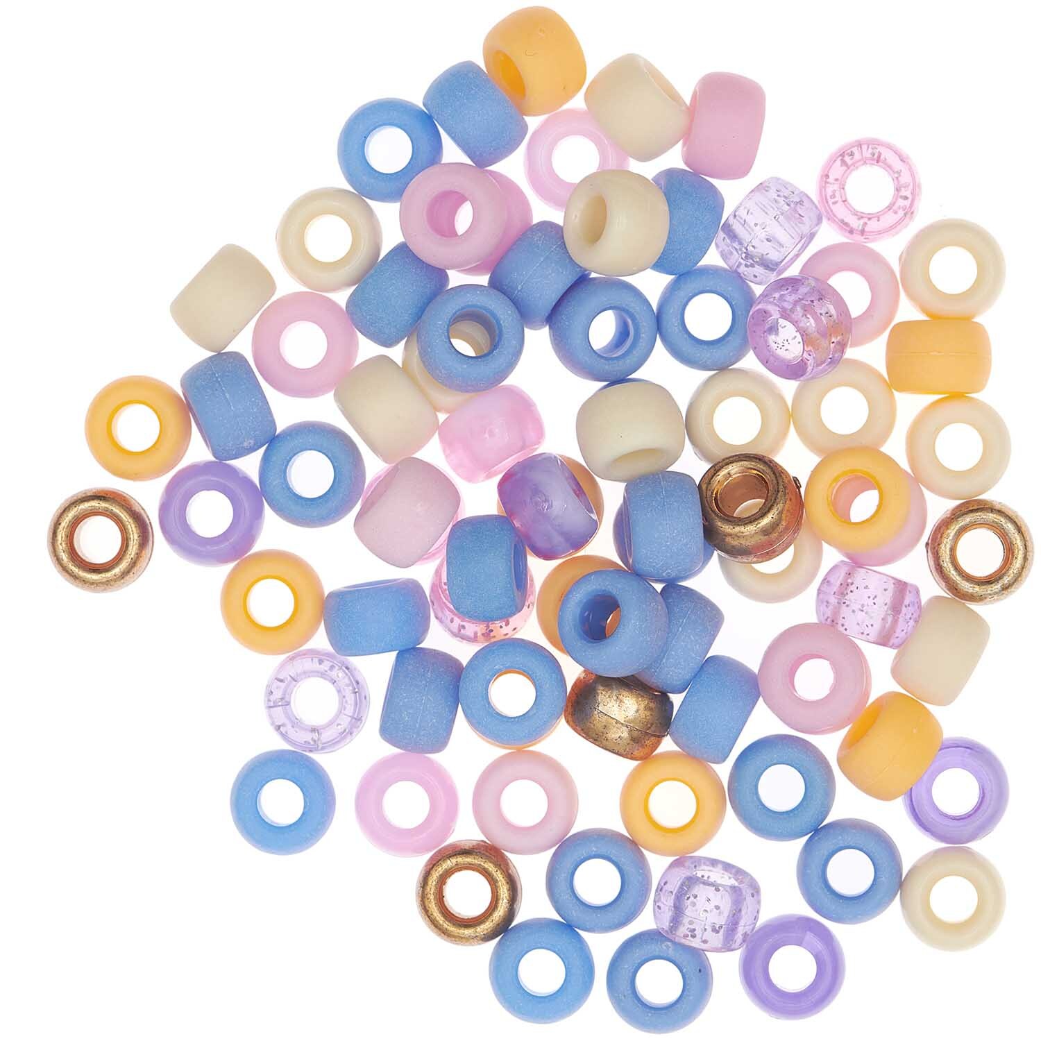 itoshii - Ponii Beads Pastell Mix 9x6mm 80 Stück von Rico Design itoshii - Ponii Beads Pastell Mix 9x6mm 80 Stück, bunte Perlen von Rico Design in verschiedenen Pastelltönen auf weißem Hintergrund.