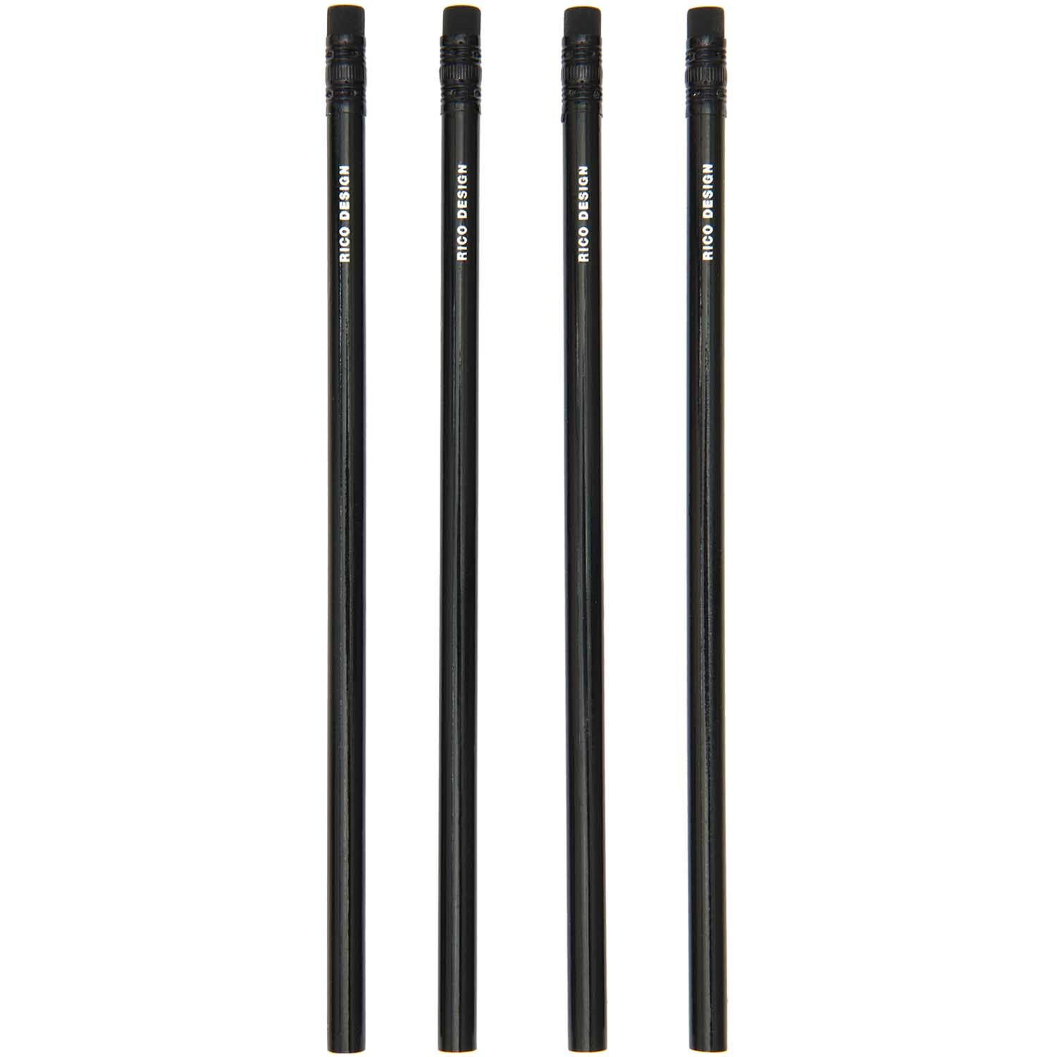 Paper Poetry Bleistifte schwarz 4er-Set von Rico Design, elegant und schlicht, ideal für Schreibarbeiten.