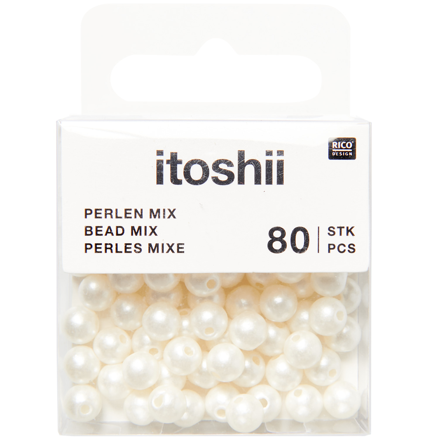 itoshii Kunststoffperlen Perlweiß Ø6mm 80 Stück von Rico Design