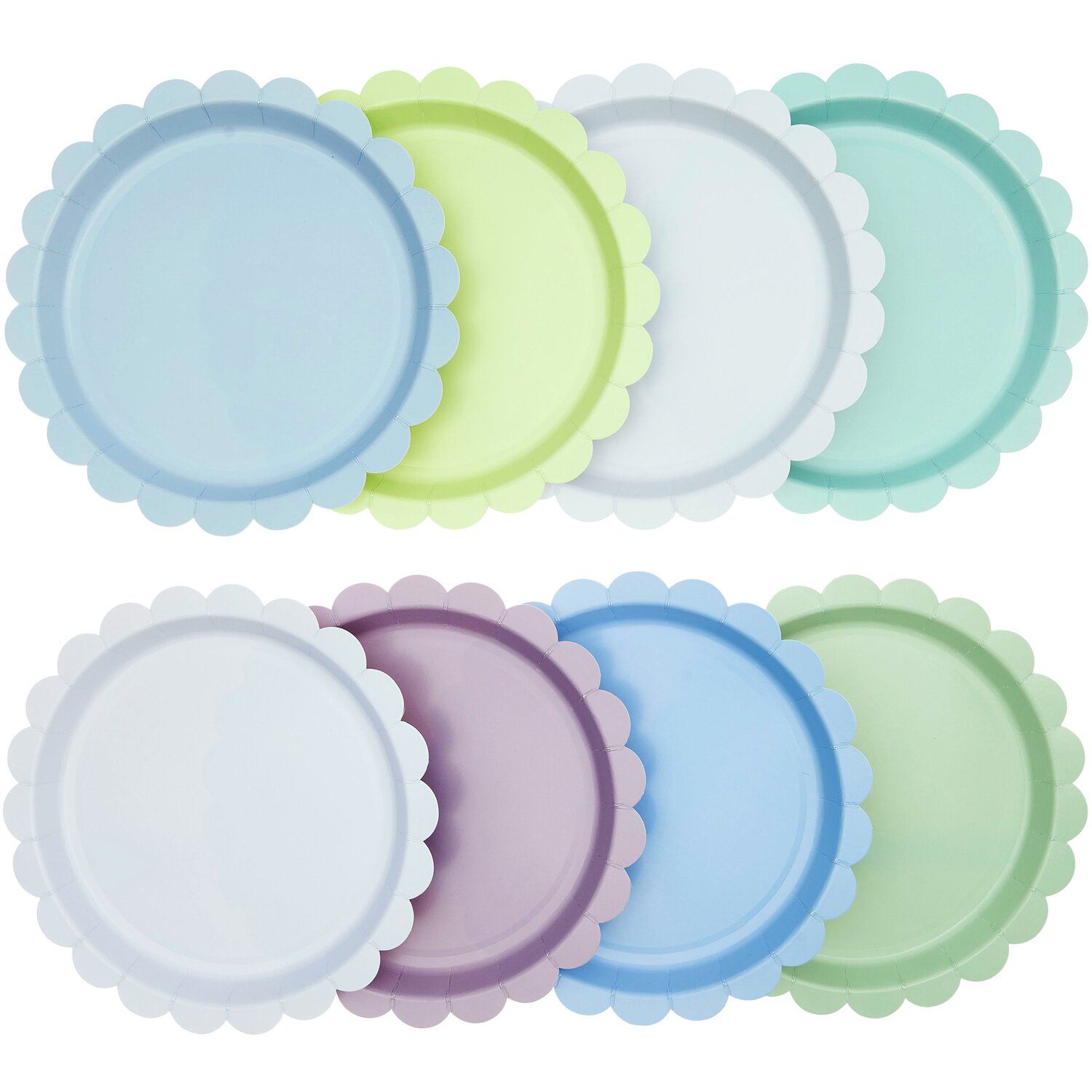 Pappteller Mix Ozean: Bunte Pappteller in Pastelltönen, ideal für Partys, Ø23cm, 8 Stück.
