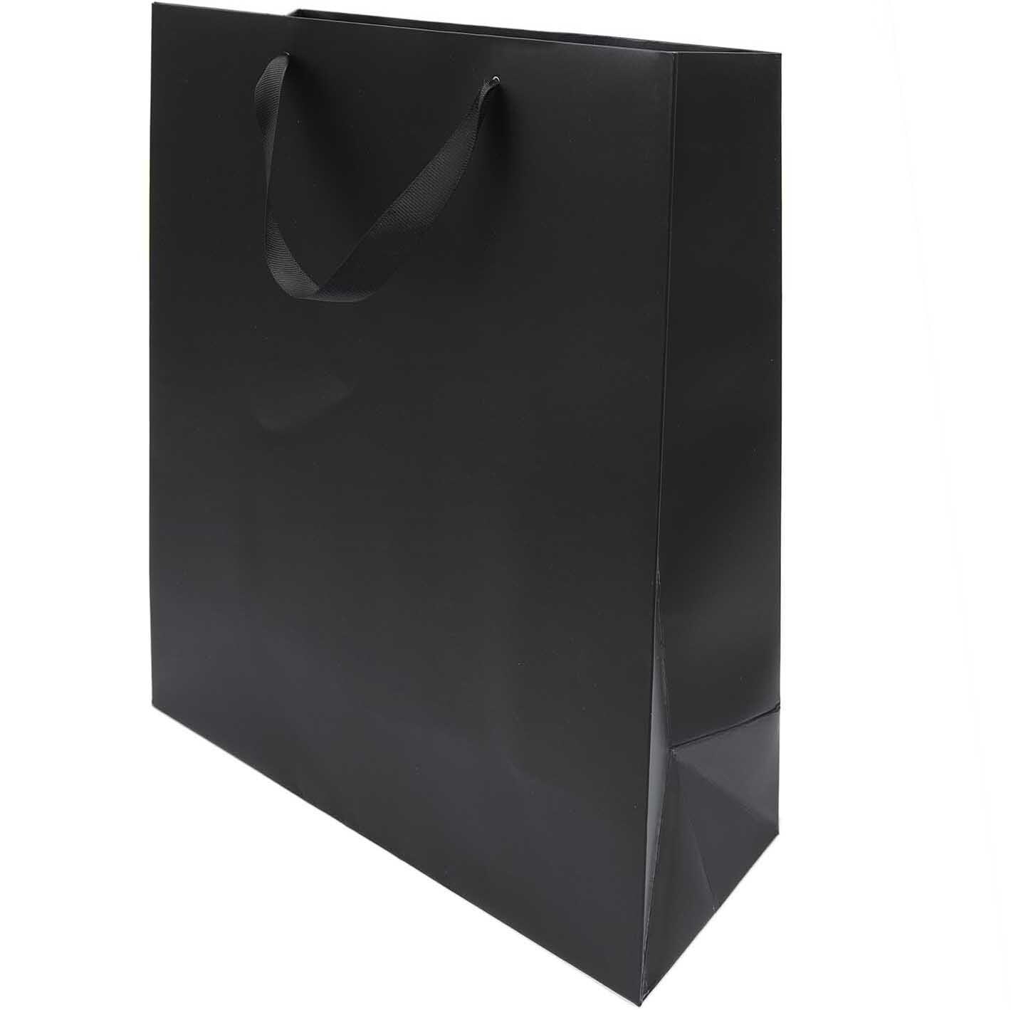 Paper Poetry Geschenktüte in elegantem Schwarz, 26x32x12cm, von Rico Design, mit robusten Griffen.