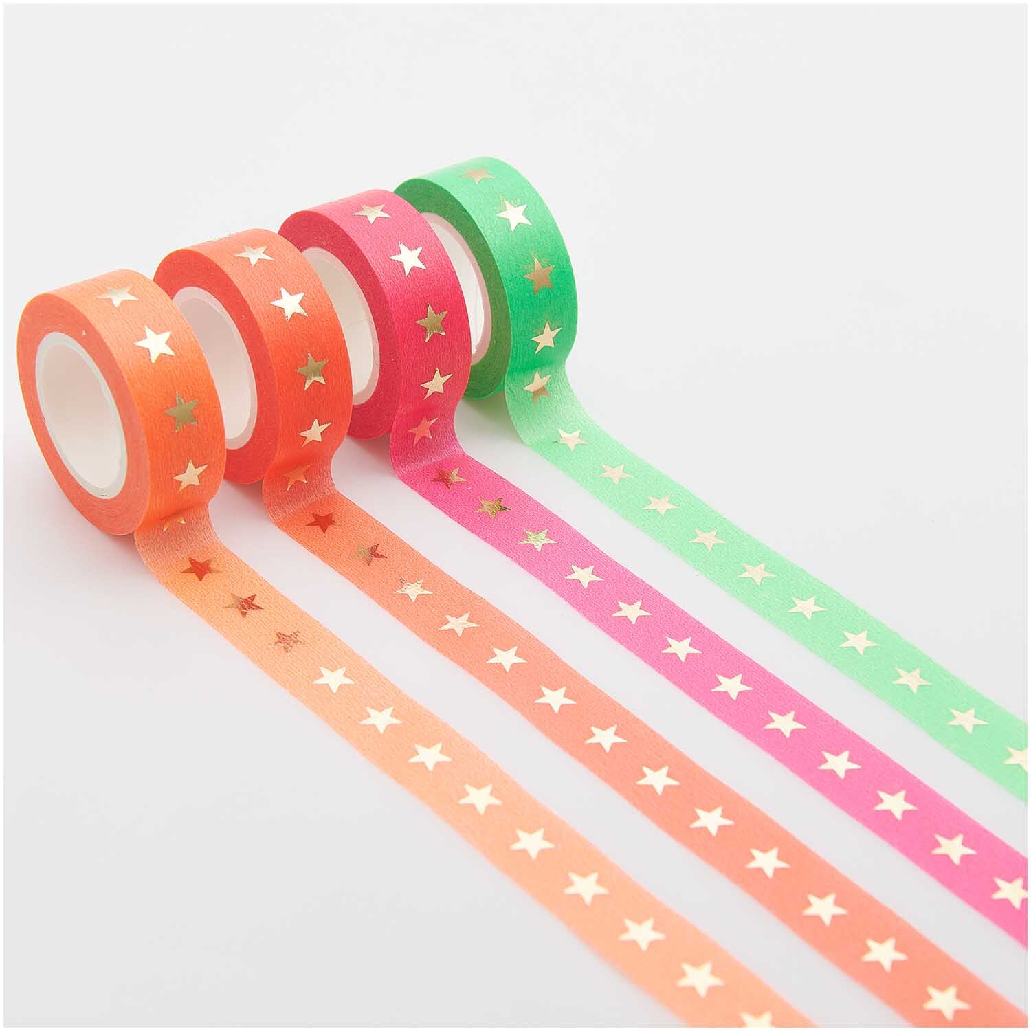 Paper Poetry Tape Set Sterne neon 4-teilig von Rico Design Paper Poetry Tape Set Sterne neon, 4-teilig. Bunte Klebebänder mit Sternenmuster in leuchtenden Farben. Ideal für kreative Projekte.