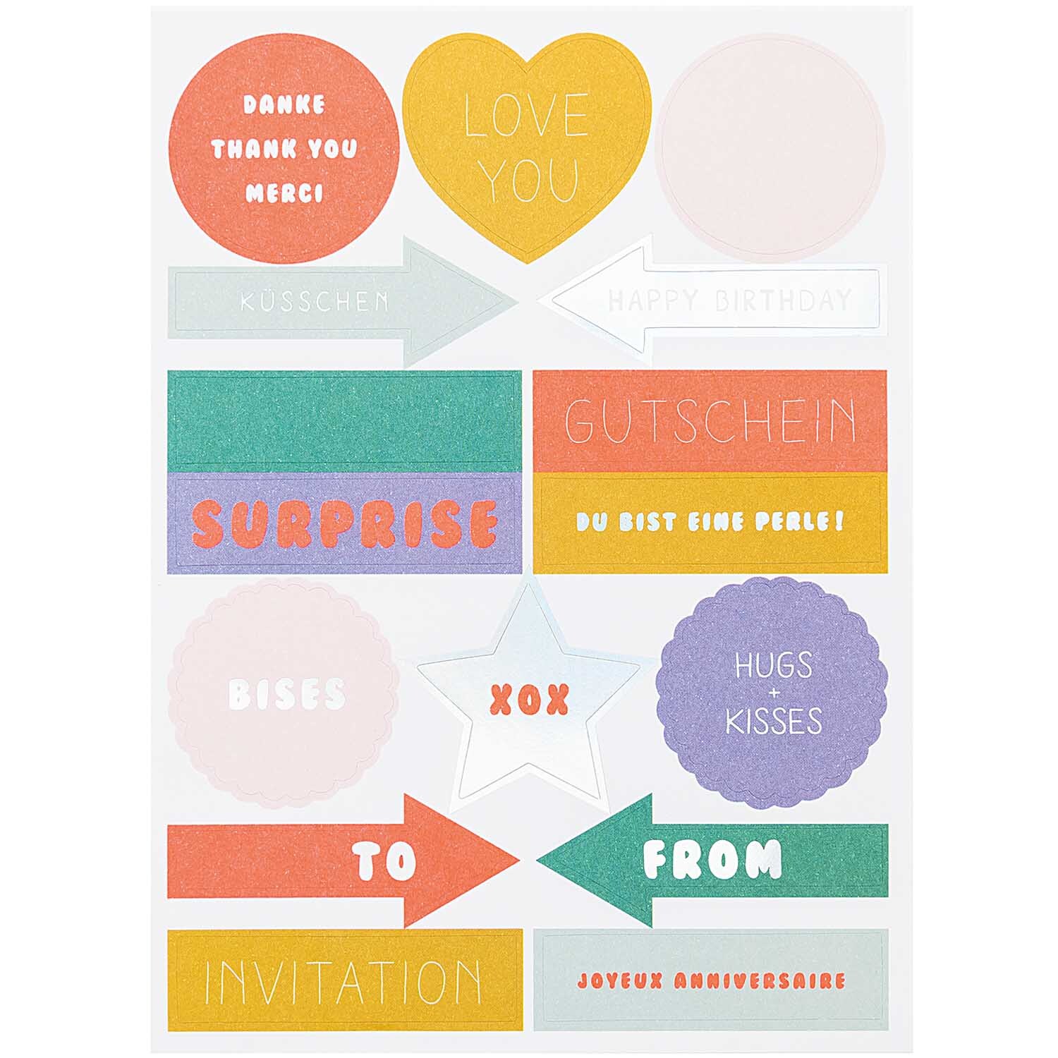 Paper Poetry Grußkartenset Mermaid Muschel von Rico Design Paper Poetry Grußkartenset Mermaid Muschel mit bunten Aufklebern und Texten wie "Love You" und "Surprise". Ideal für kreative Grüße.
