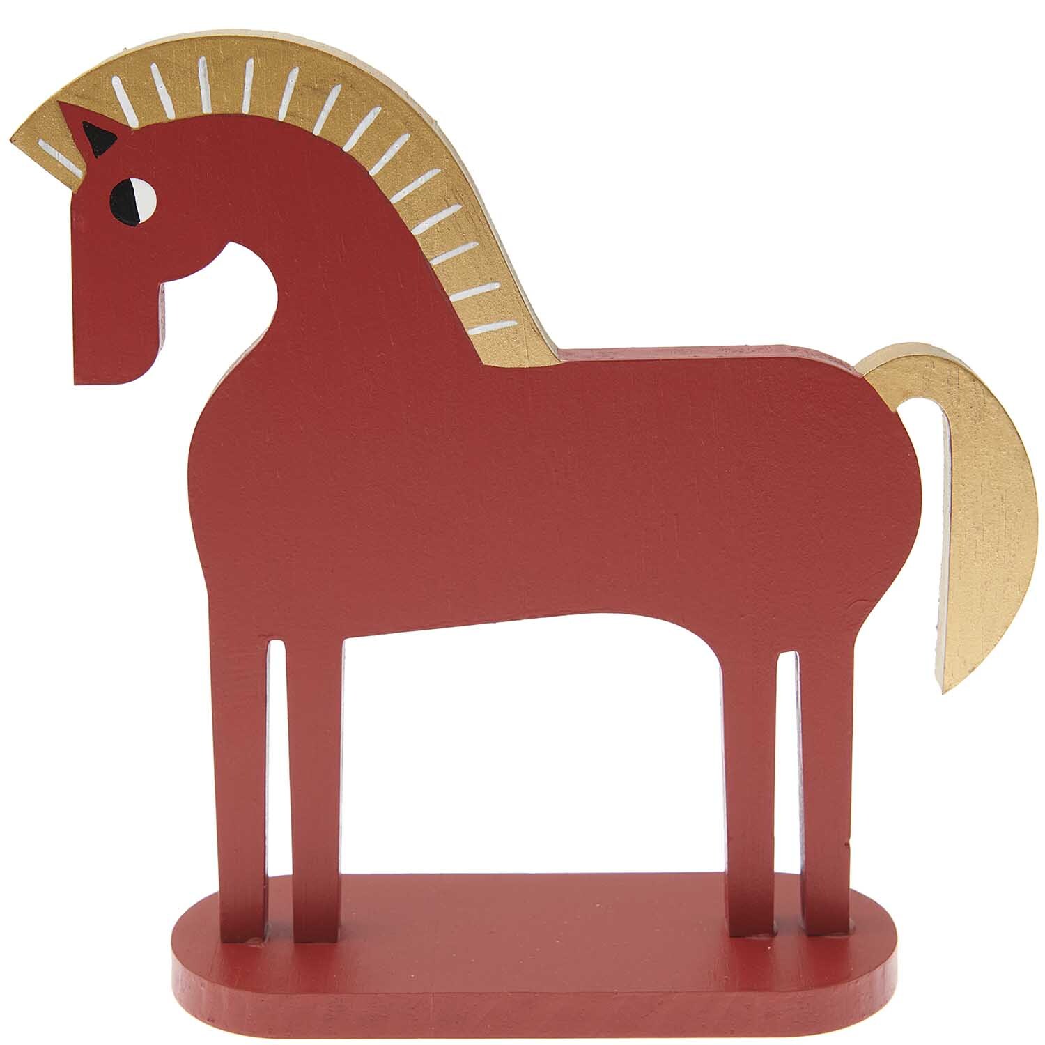Deko-Figur Holz-Pferd rot 20x5x19,6cm von Rico Design