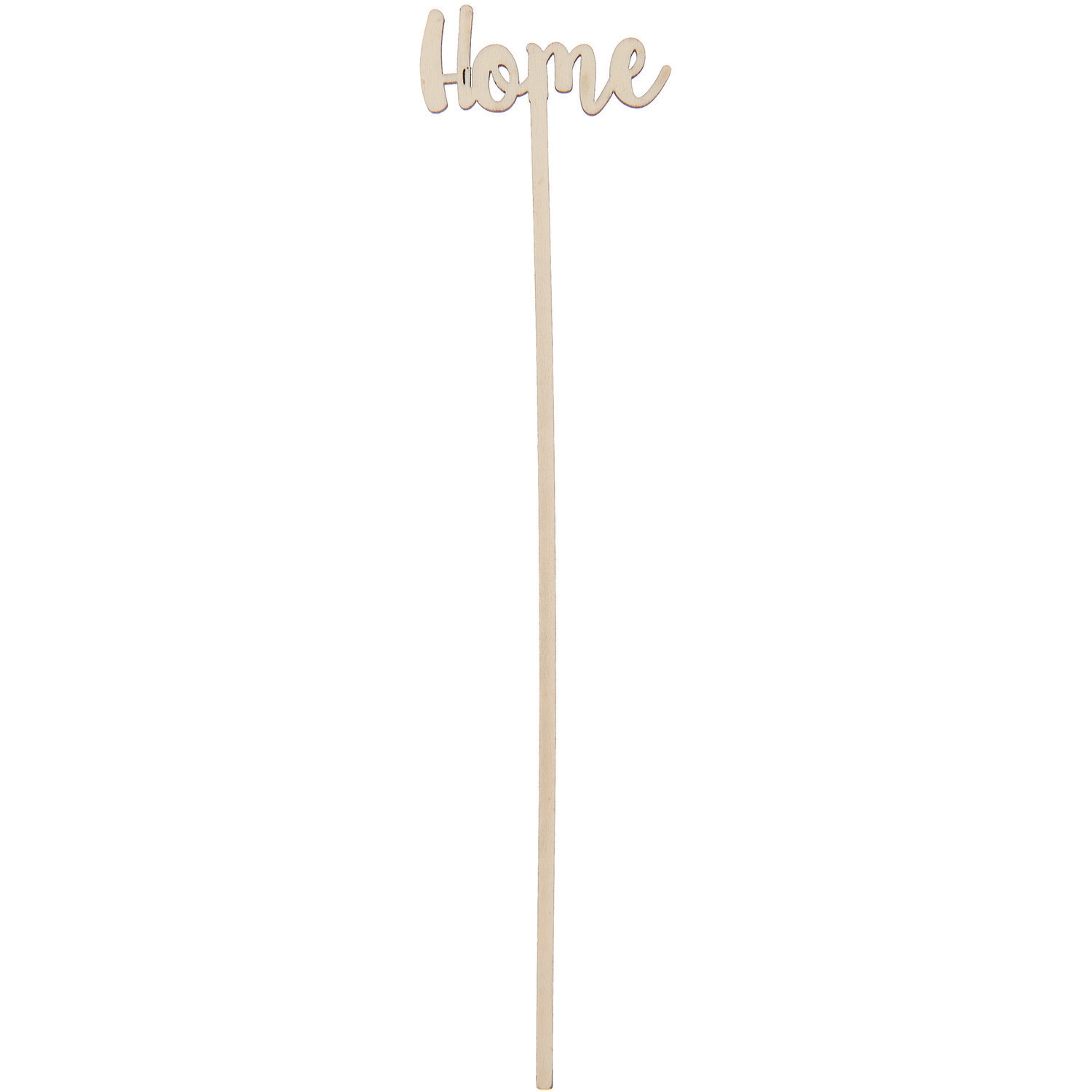 Holzpicker Home 23,6x4,7cm von Rico Design: Ein langer, schlichter Holzstab mit dem Wort "Home" als Dekoration.