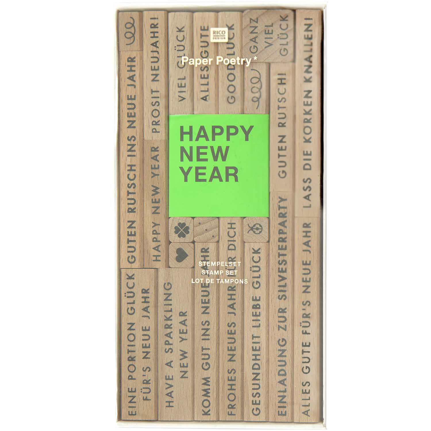 Paper Poetry Stempelset Happy New Year 24-teilig von Rico Design