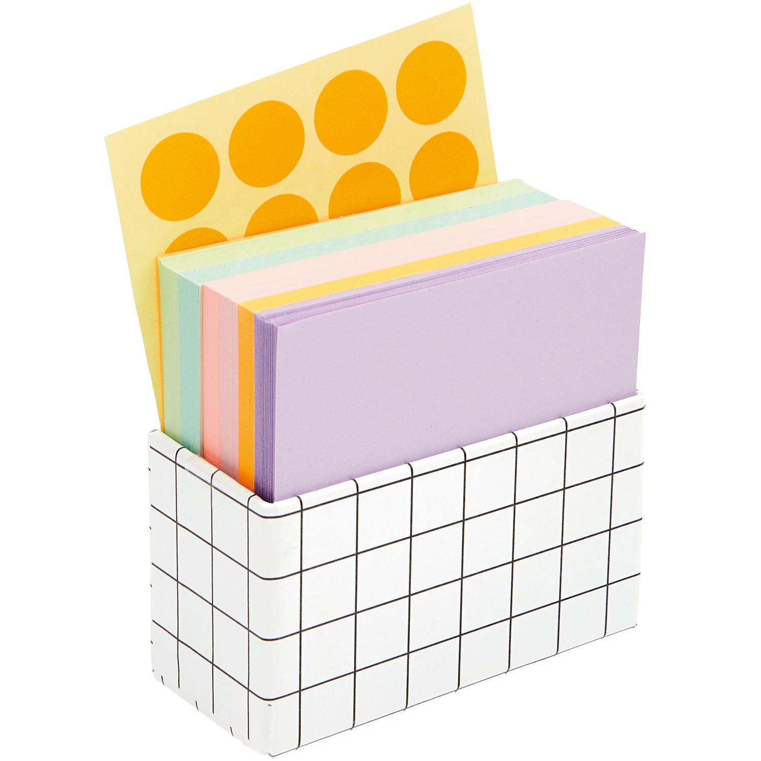 Paper Poetry Notizzettel-Box mit 400 Blättern in grün, orange, lila; ideal für Notizen.