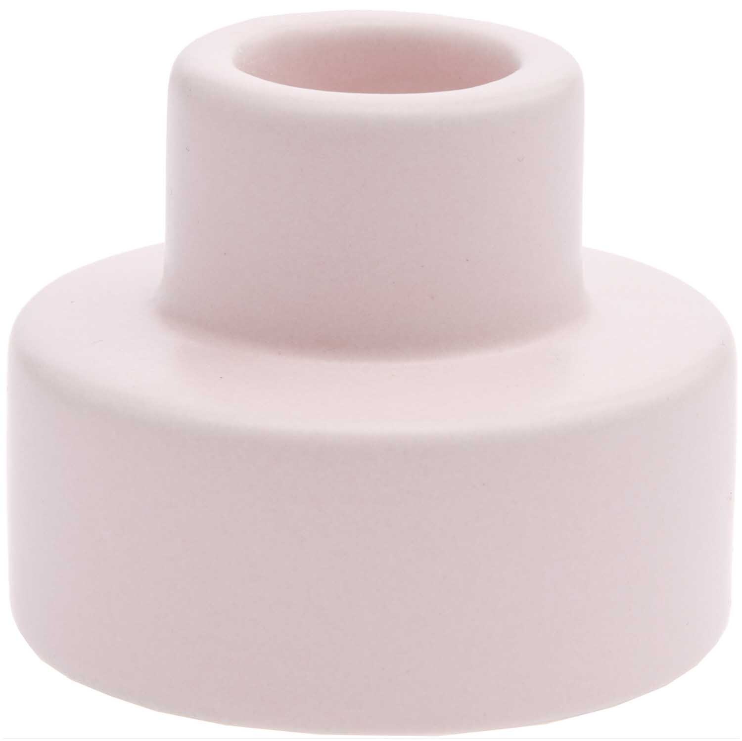 Keramikkerzenhalter in zartem Rosa, 5,5x5,5x4,5cm, von Rico Design. Schlichtes, elegantes Design für stilvolle Dekoration.