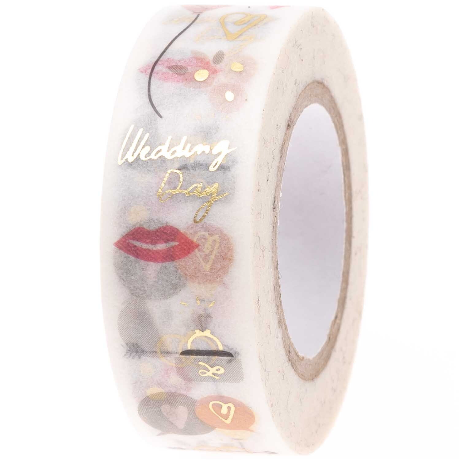 Paper Poetry Tape Wedding Day: Dekoratives Klebeband mit Hochzeitsmotiven und goldenen Akzenten. Ideal für kreative Projekte.
