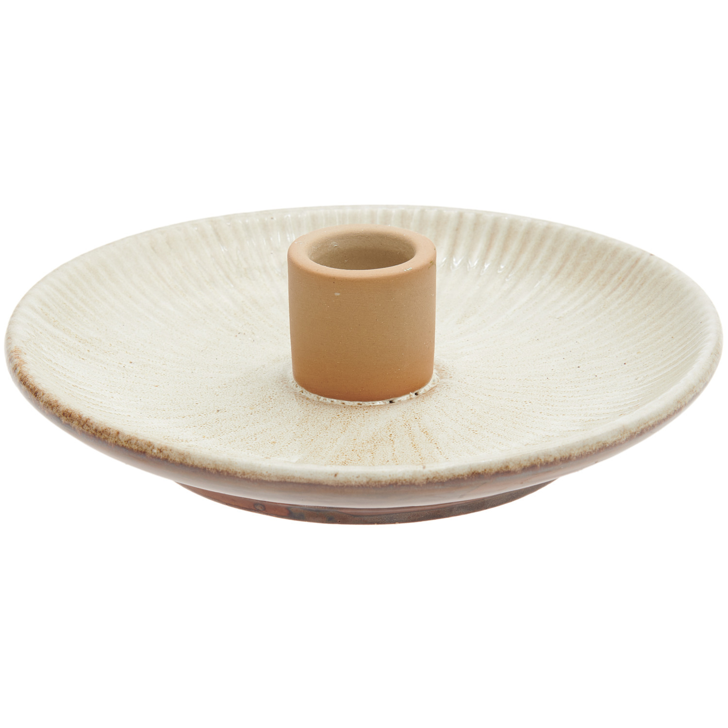 Porzellan Kerzenhalter Rund Beige, Ø12,5x3,5cm, elegantes Design in sanftem Beige für stilvolle Dekoration.