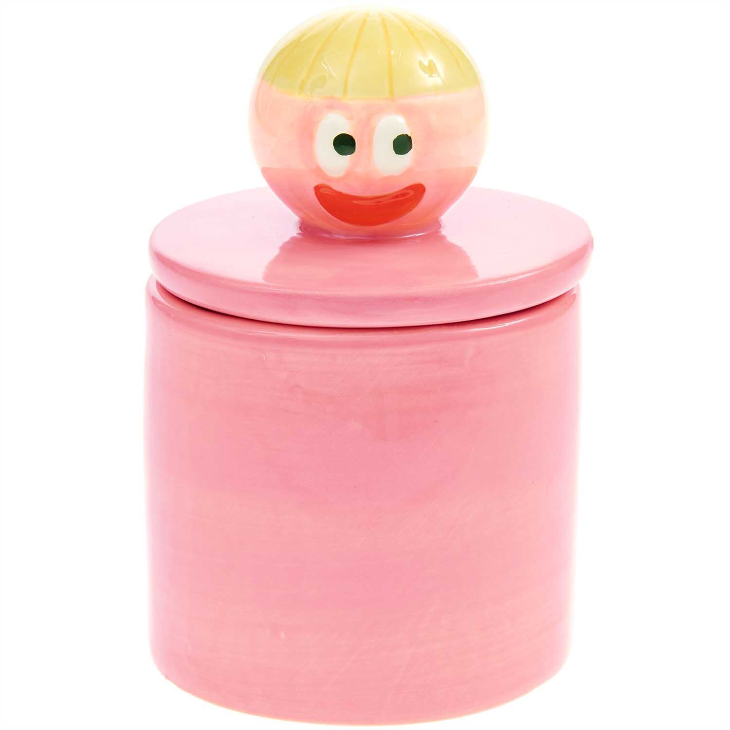 Rico Design x Redfries Keramik Dose mit Deckel Eye Candy, rosa, 12cm Ø8cm, fröhliches Design.
