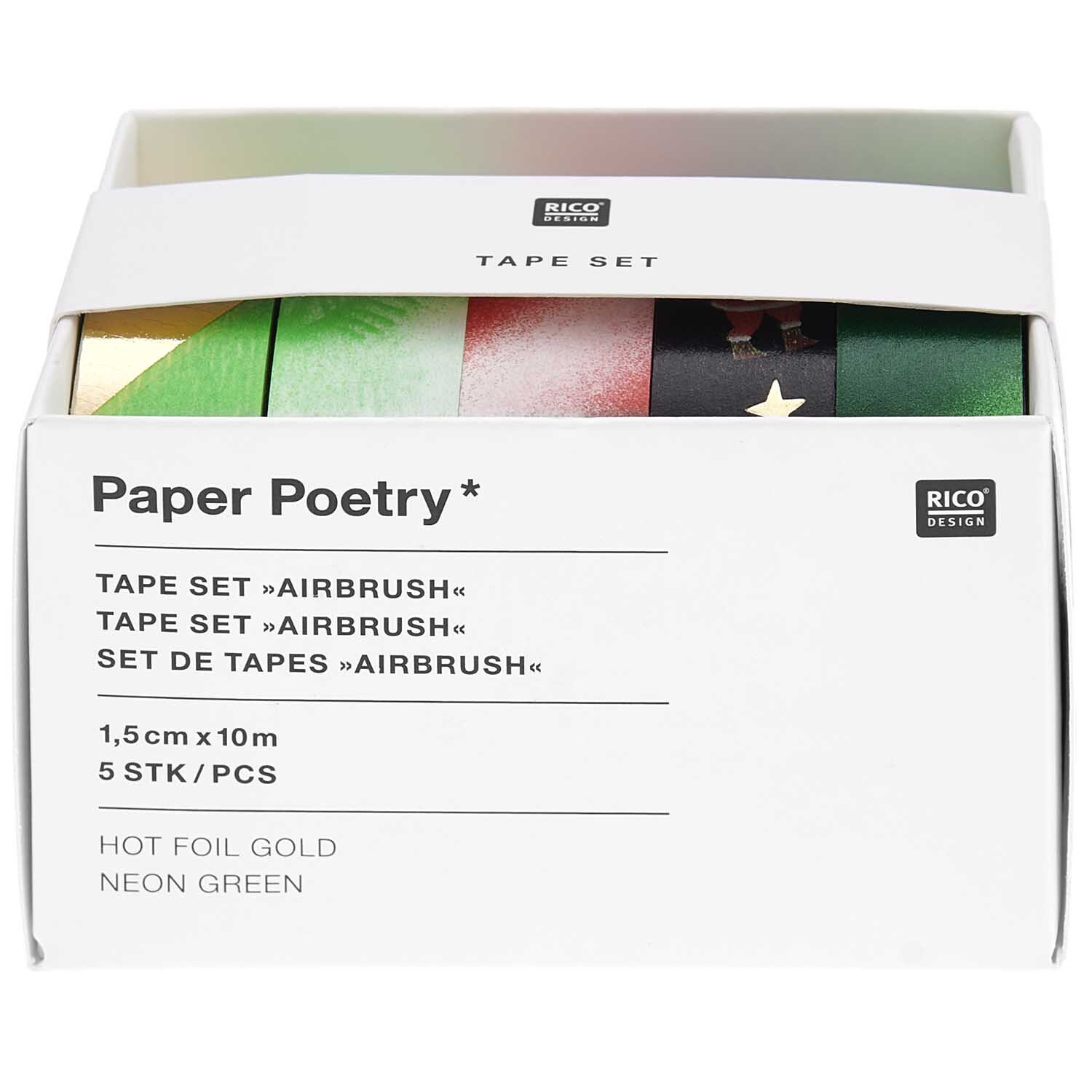 Paper Poetry Tape Set Airbrush 1,5cm 10m 5-teilig von Rico Design