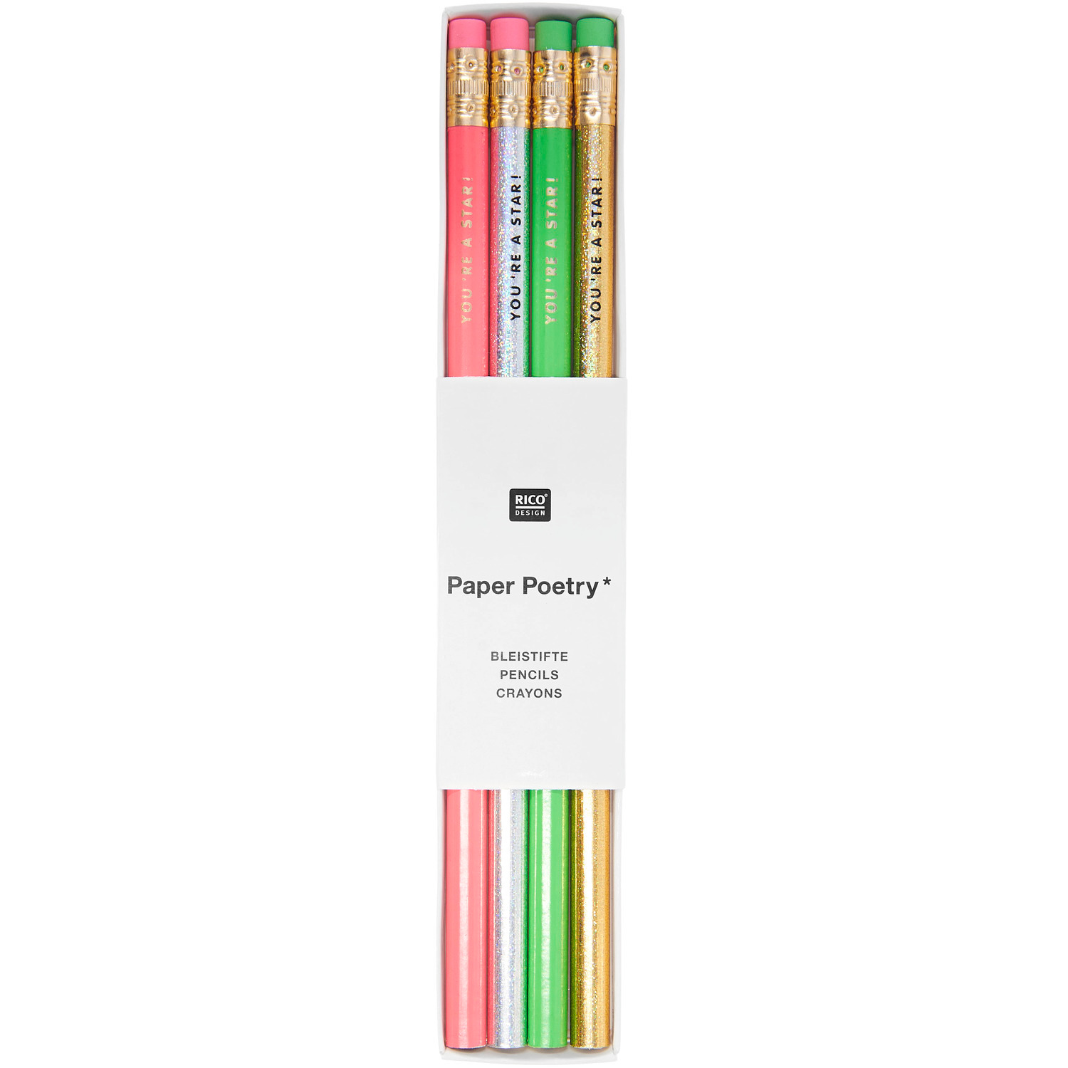 Paper Poetry Bleistift-Set Shrooom Neon 4 Stück von Rico Design