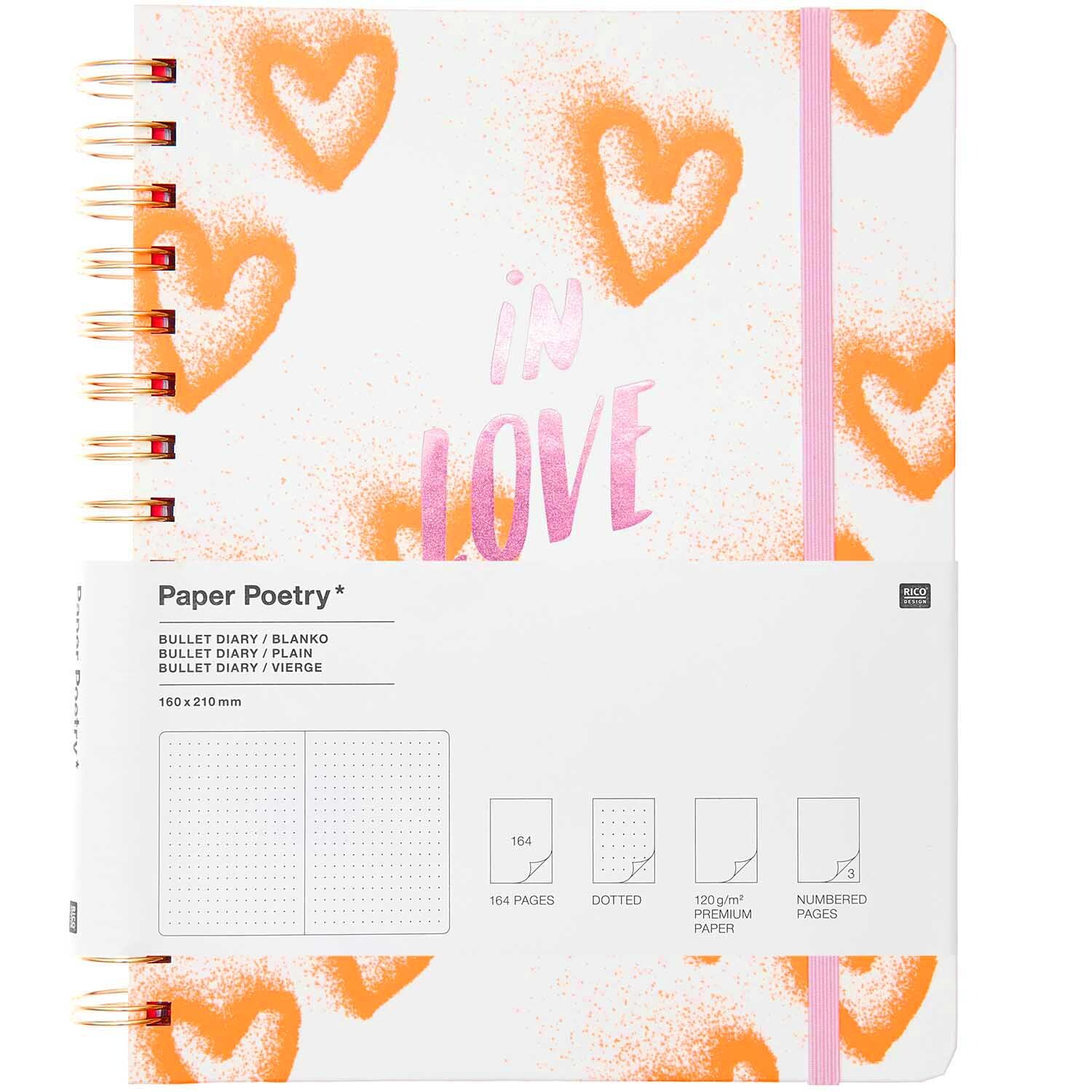 Paper Poetry Bullet Diary Spiralbindung In Love with Me DIN A5 164 Seiten von Rico Design