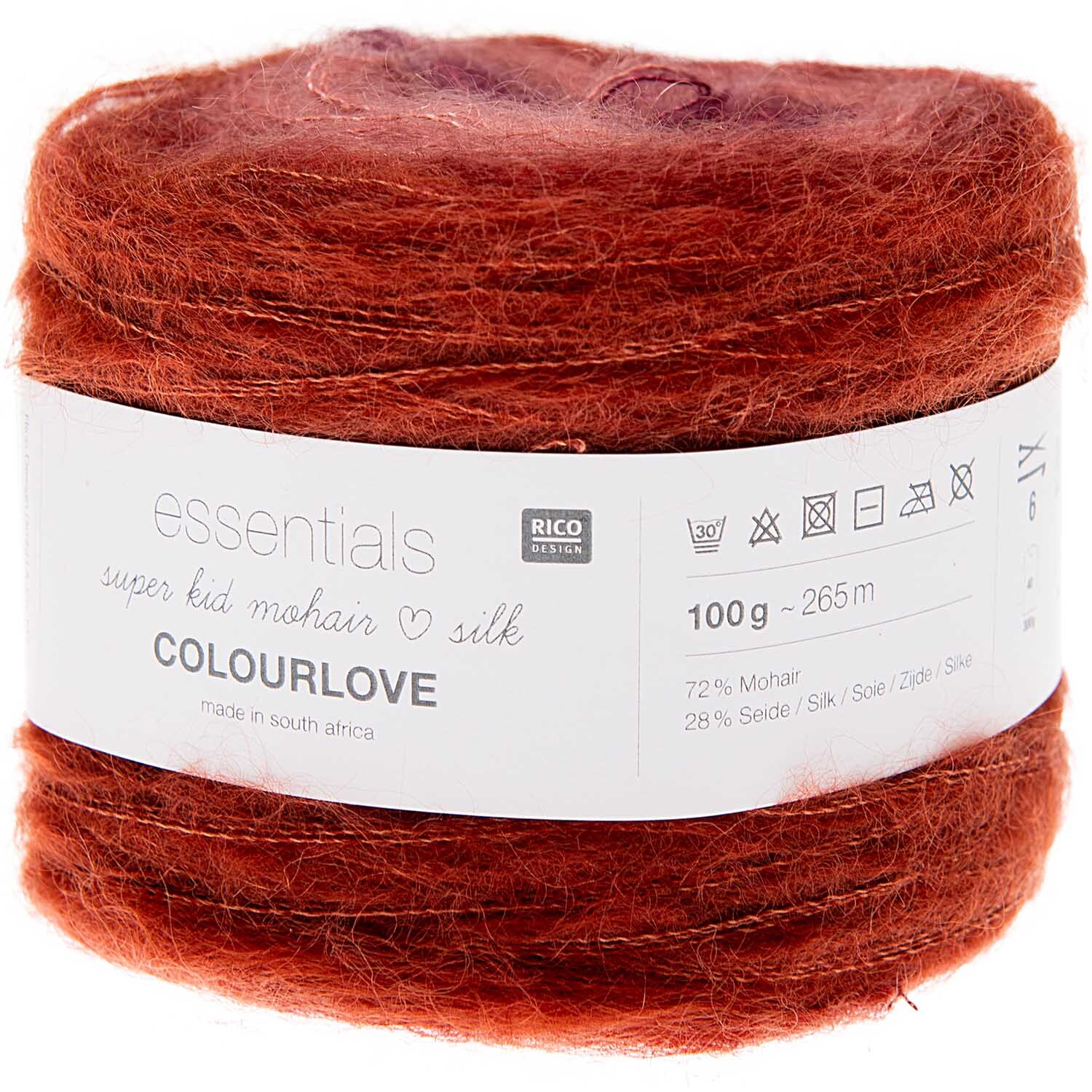 Essentials Super Kid Mohair Loves Silk Colourlove 100g 265m Couleur Baie from Rico Design Essentials Super Kid Mohair Loves Silk Colourlove Garn in Beere von Rico Design, 100g, 265m, ideal für luxuriöse Strickprojekte.