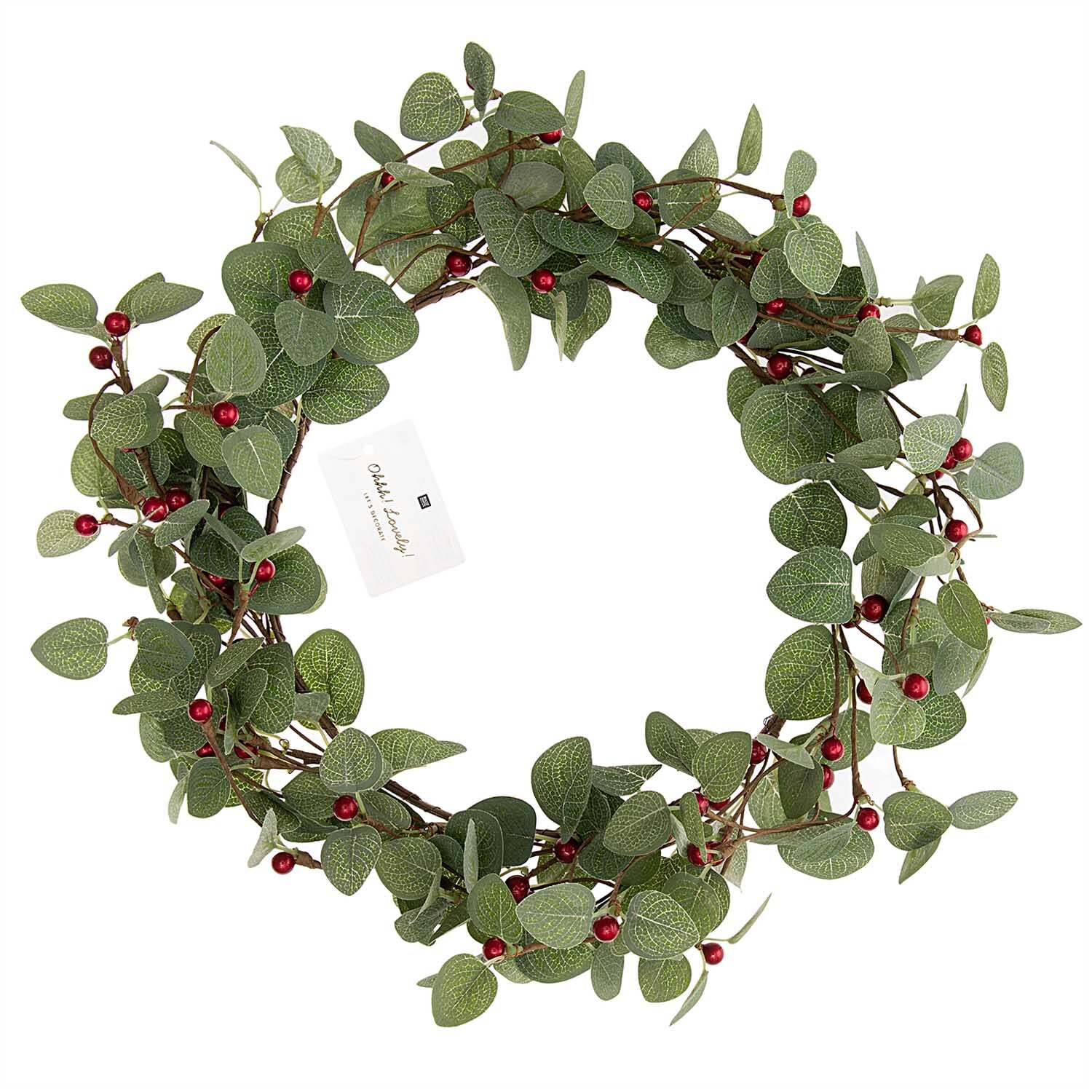 Eukalyptuskranz mit Beeren rot-grün Ø25,5cm von Rico Design