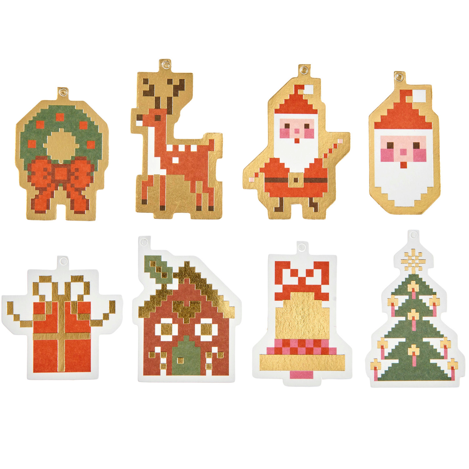 Paper Poetry Geschenkanhänger S Figuren Pixel zeigen bunte, pixelige Weihnachtsmotive von Rico Design.