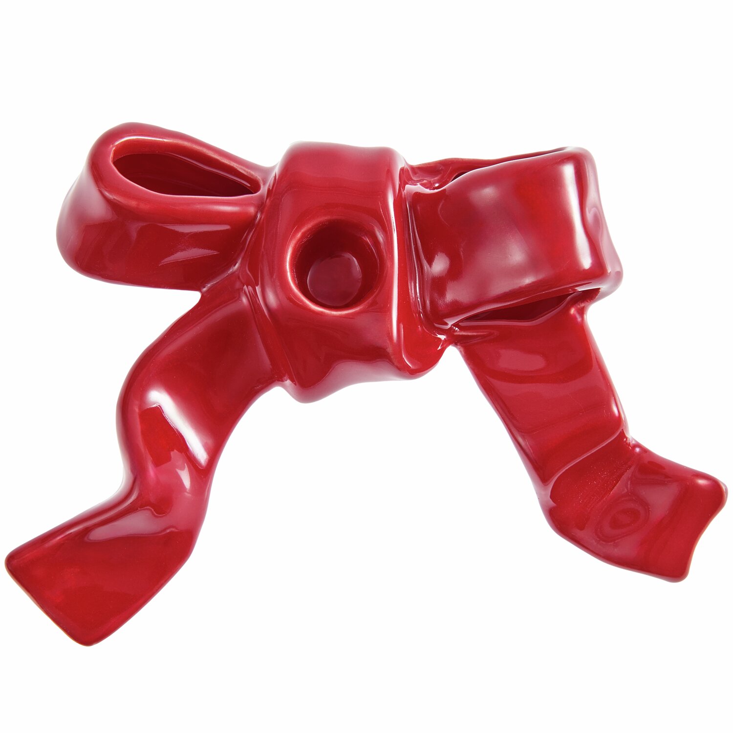 Keramik Kerzenhalter Schleife 4,5x18x12cm Farbe Rot von Rico Design Keramik Kerzenhalter Schleife in leuchtendem Rot, elegant gestaltet von Rico Design, ideal für stilvolle Dekorationen.