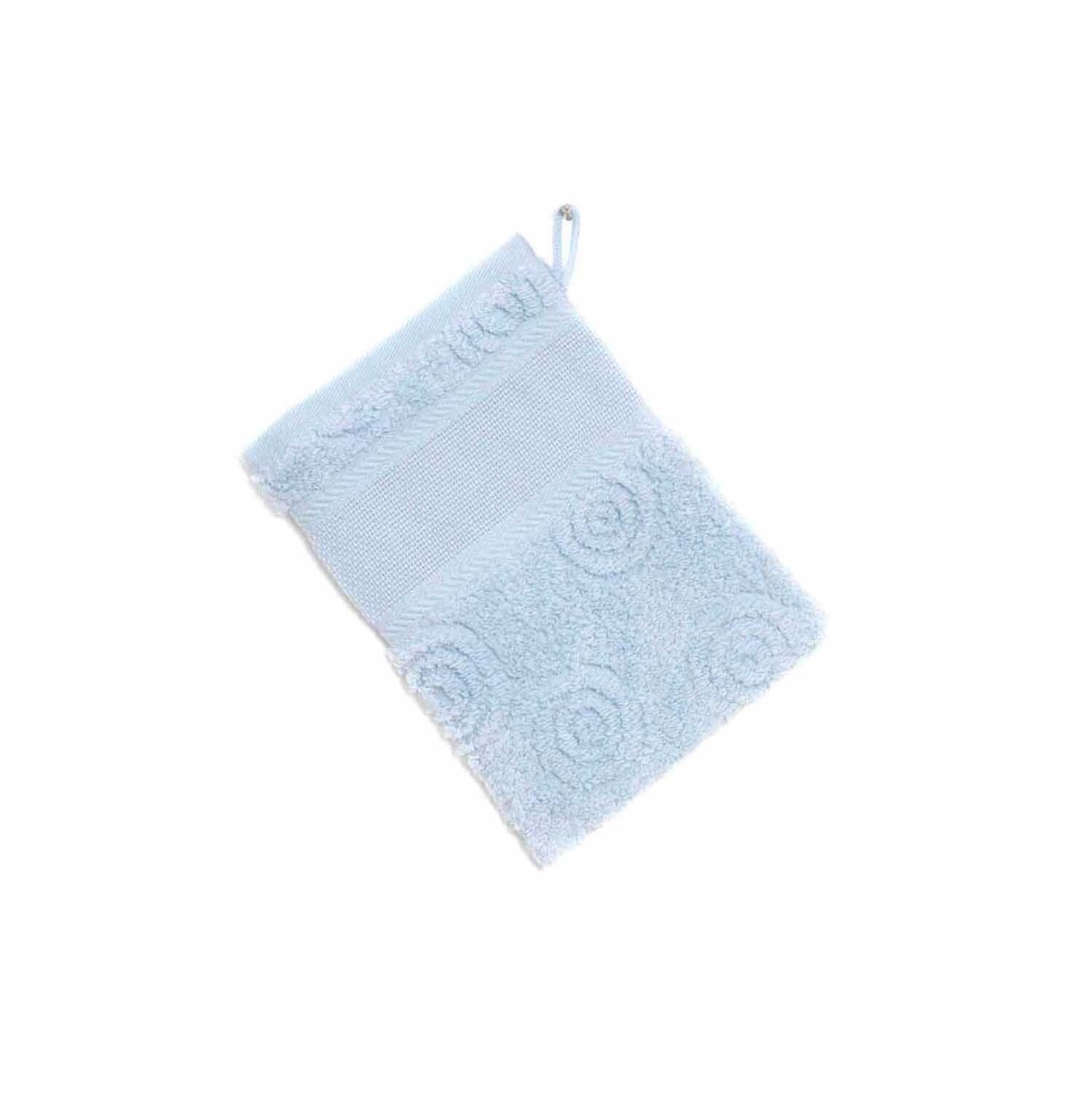 Waschhandschuh Kreise 15x21cm in Eisblau von Rico Design mit dekorativen Kreisstrukturen. Ideal für sanfte Hautpflege.