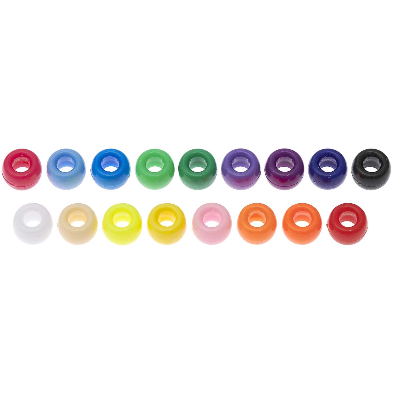 itoshii - Ponii Beads klassik bunt 9x6mm, 400 Stück, in verschiedenen Farben von Rico Design, auf weißem Hintergrund.