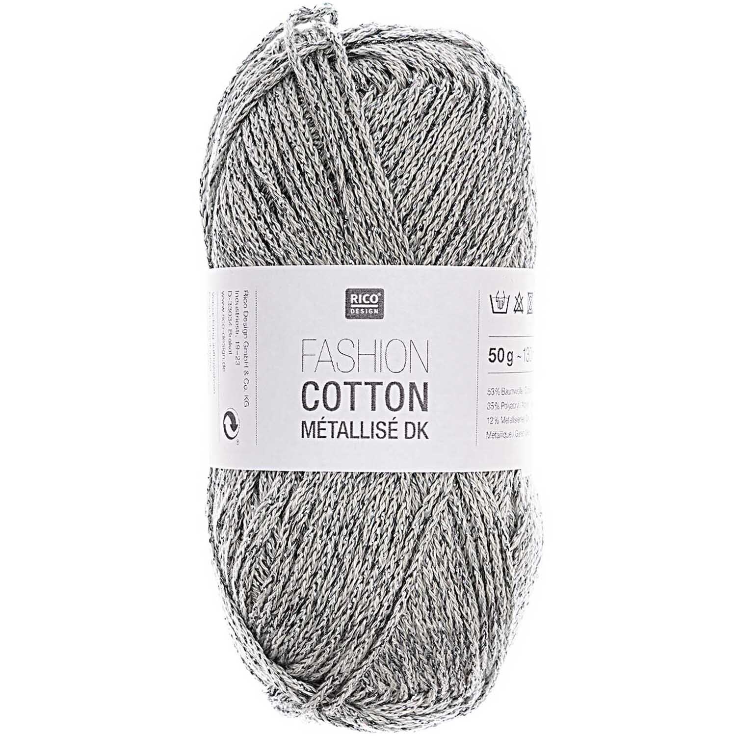 Fashion Cotton Métallisé dk von Rico Design in Zink, 50g Knäuel mit 125m Länge, ideal zum Stricken.