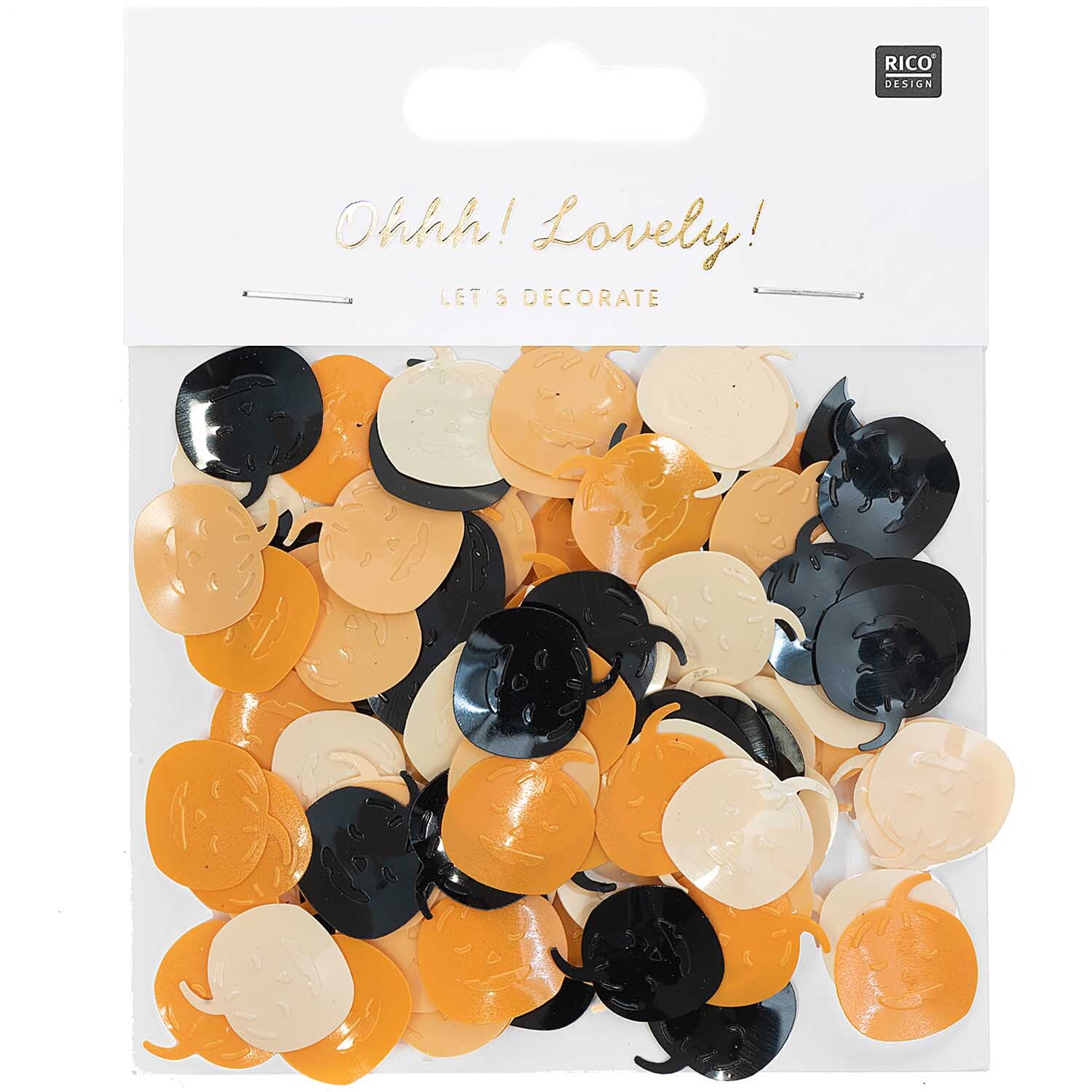 Flitterstreu Kürbis orange-schwarz 200 Stück von Rico Design
