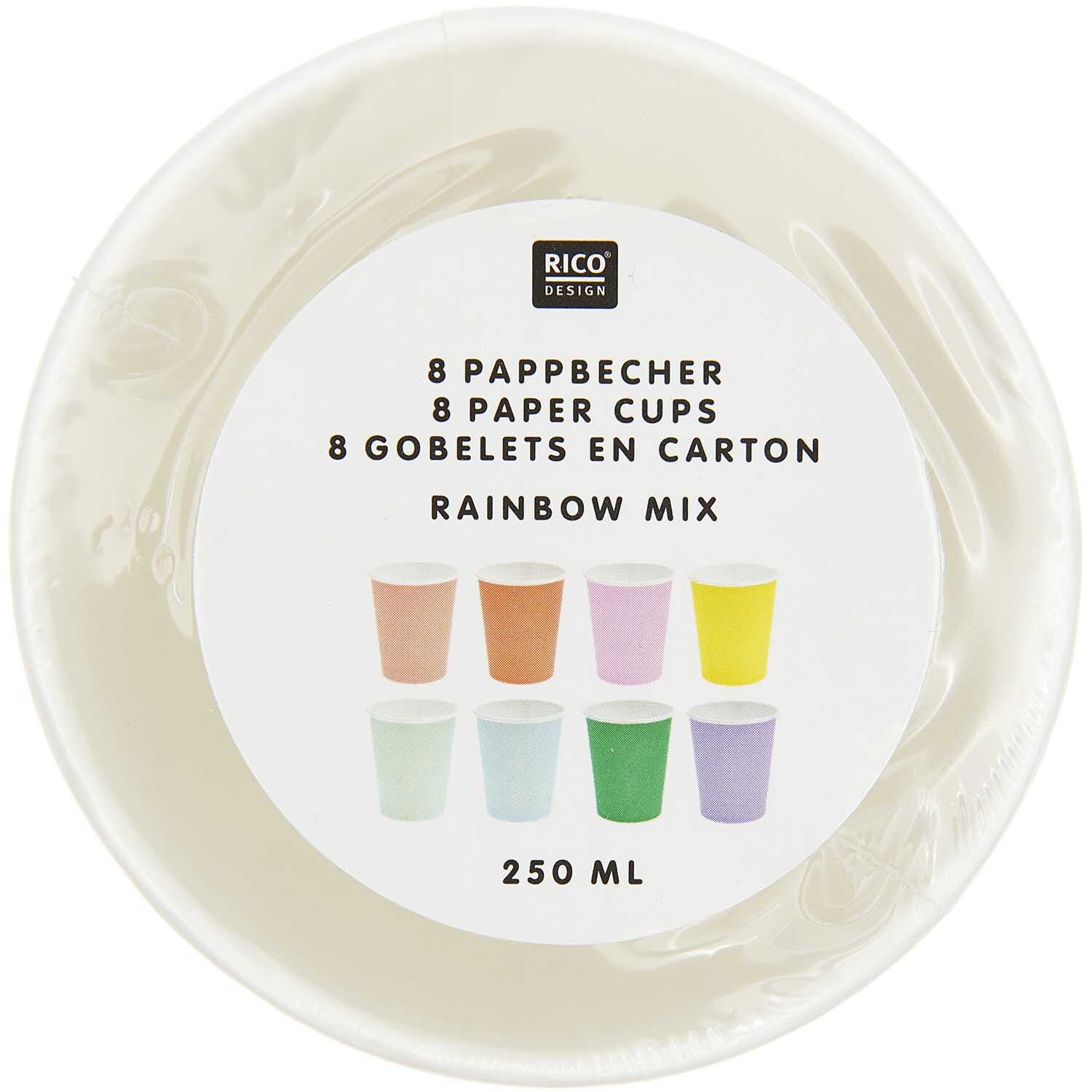 Gobelet en carton coloré 250ml 8 pièces from Rico Design Pappbecher bunt 250ml 8 Stück von Rico Design. Verschiedene Farben, ideal für Partys und Feiern.