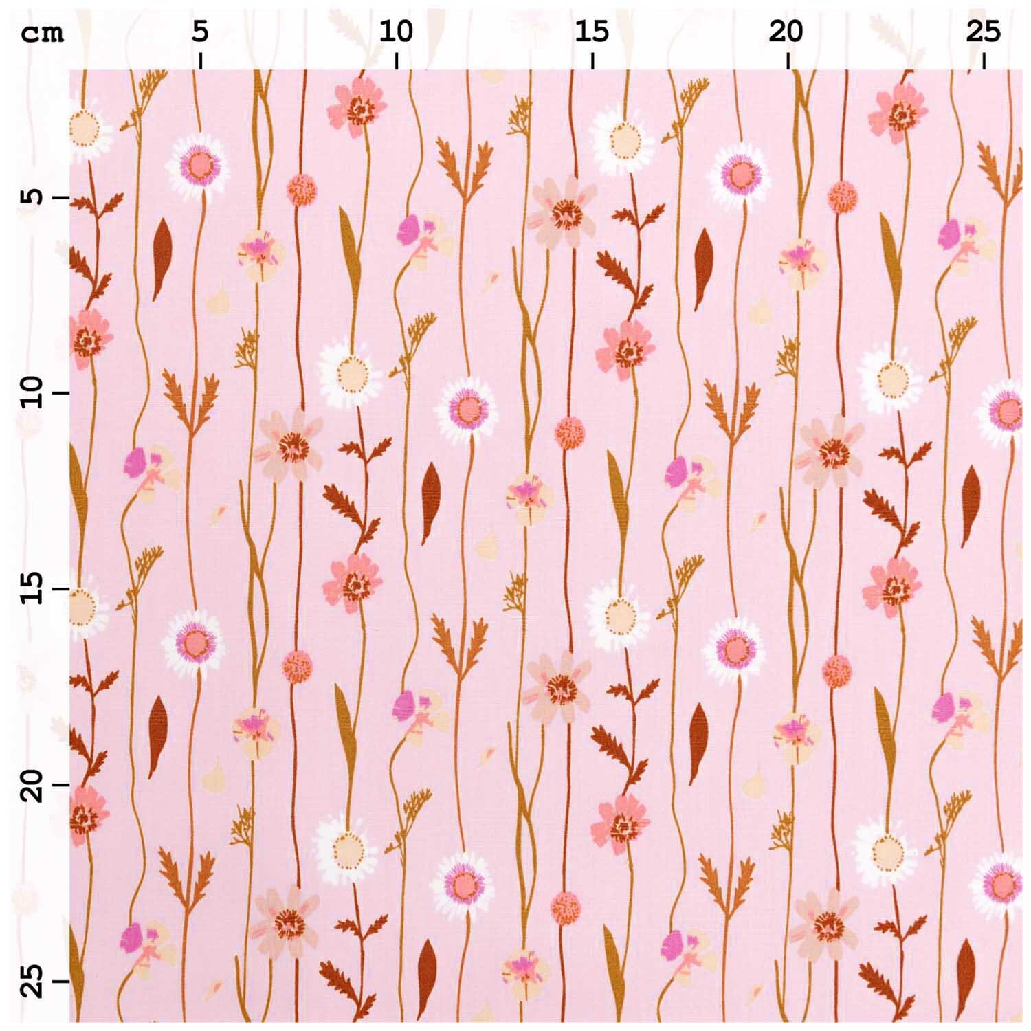 Meterware Druckstoff Wildblumen rosa von Rico Design