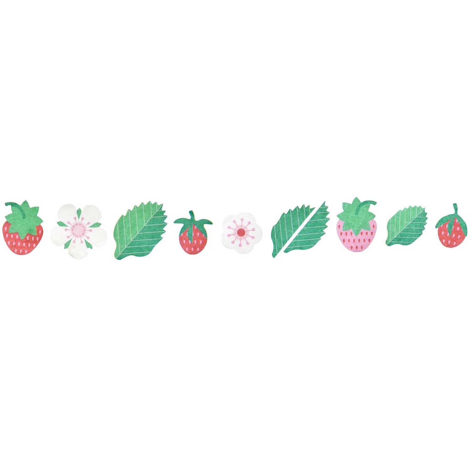 Paper Poetry Washi Sticker Erdbeeren 200 Stück von Rico Design zeigen Erdbeeren und Blätter in lebendigen Farben. Ideal für kreative Projekte.