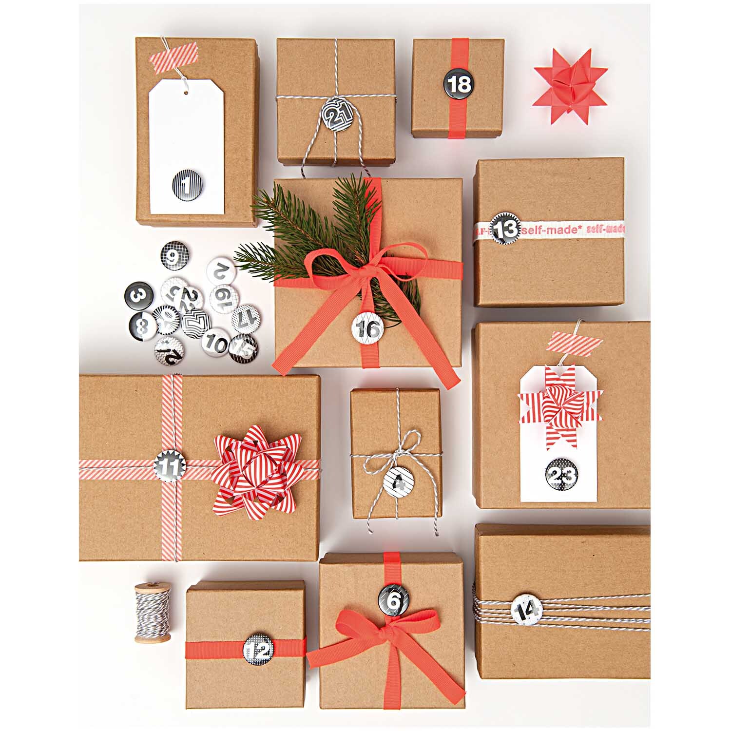 Paper Poetry Adventskalender Zahlen Buttons gold-silber 2,5cm 24 Stück von Rico Design