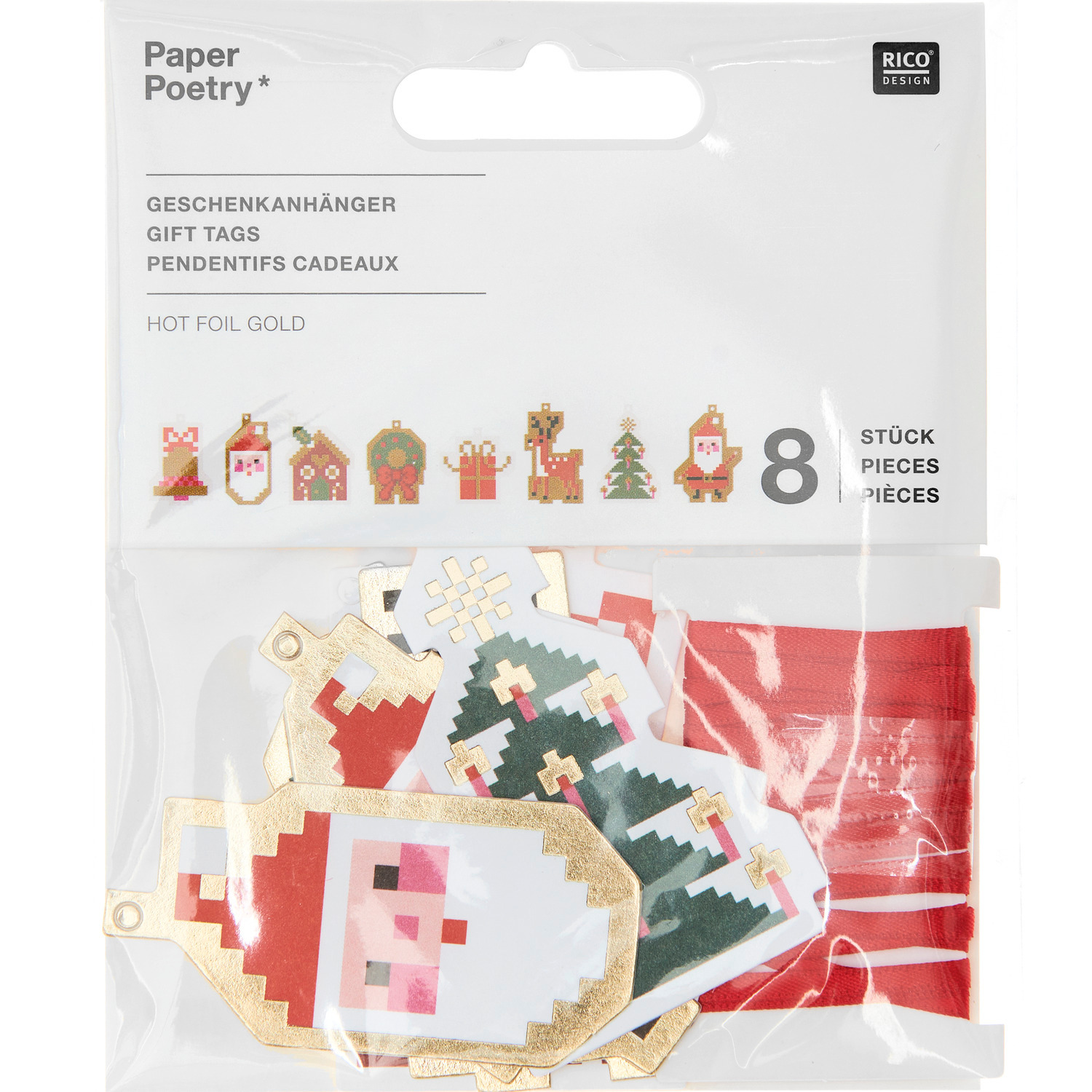 Paper Poetry Geschenkanhänger S Figuren Pixel 5x6,5cm 8 Stück von Rico Design