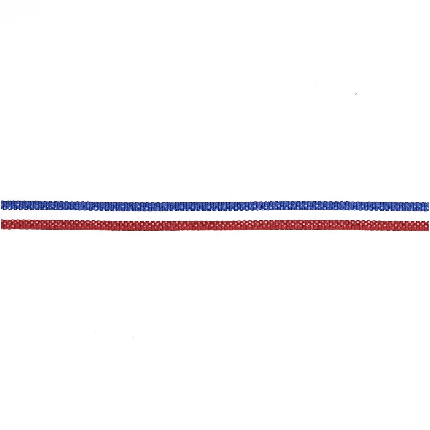 Webband Multi Streifen 10mmx3m Farbe Blau/Weiß/Rot von Rico Design Webband Multi Streifen, 10mmx3m, von Rico Design. Zwei Streifen in Blau und Rot auf weißem Hintergrund.